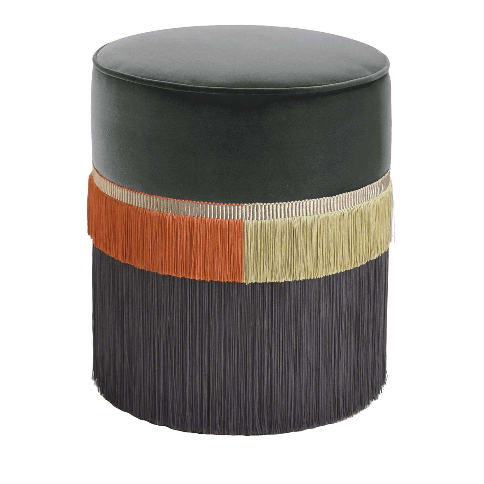 Couture Gray Pouf with Line Fringe - Main view