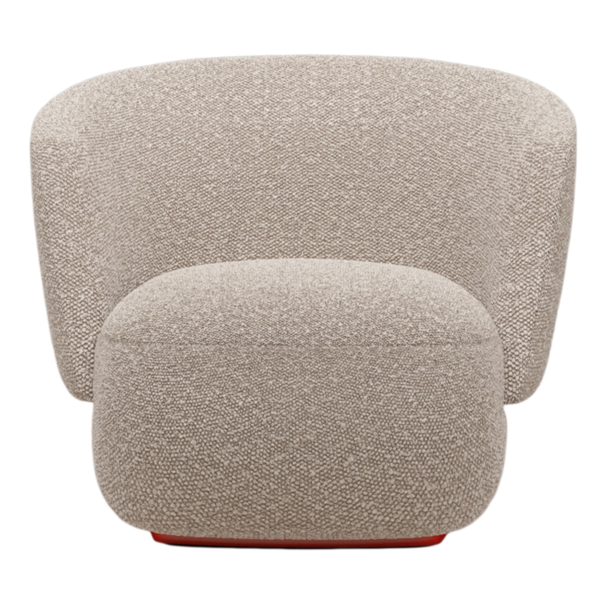 Taupe Boucle Armchair with Lacquered Base - Main view