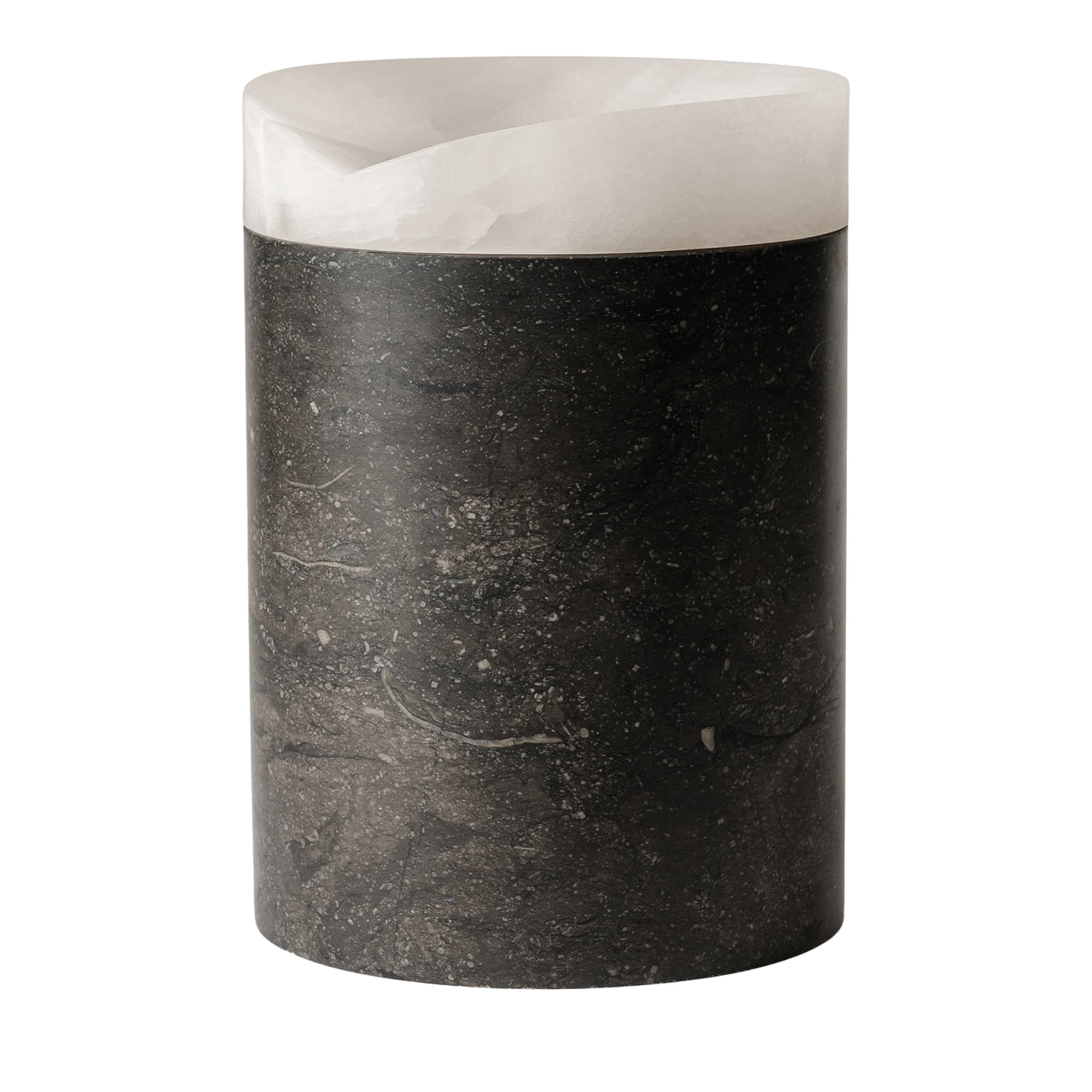 Hier und jetzt Vase aus weißem Onyx und schwarzem Marquina #2 - Hauptansicht