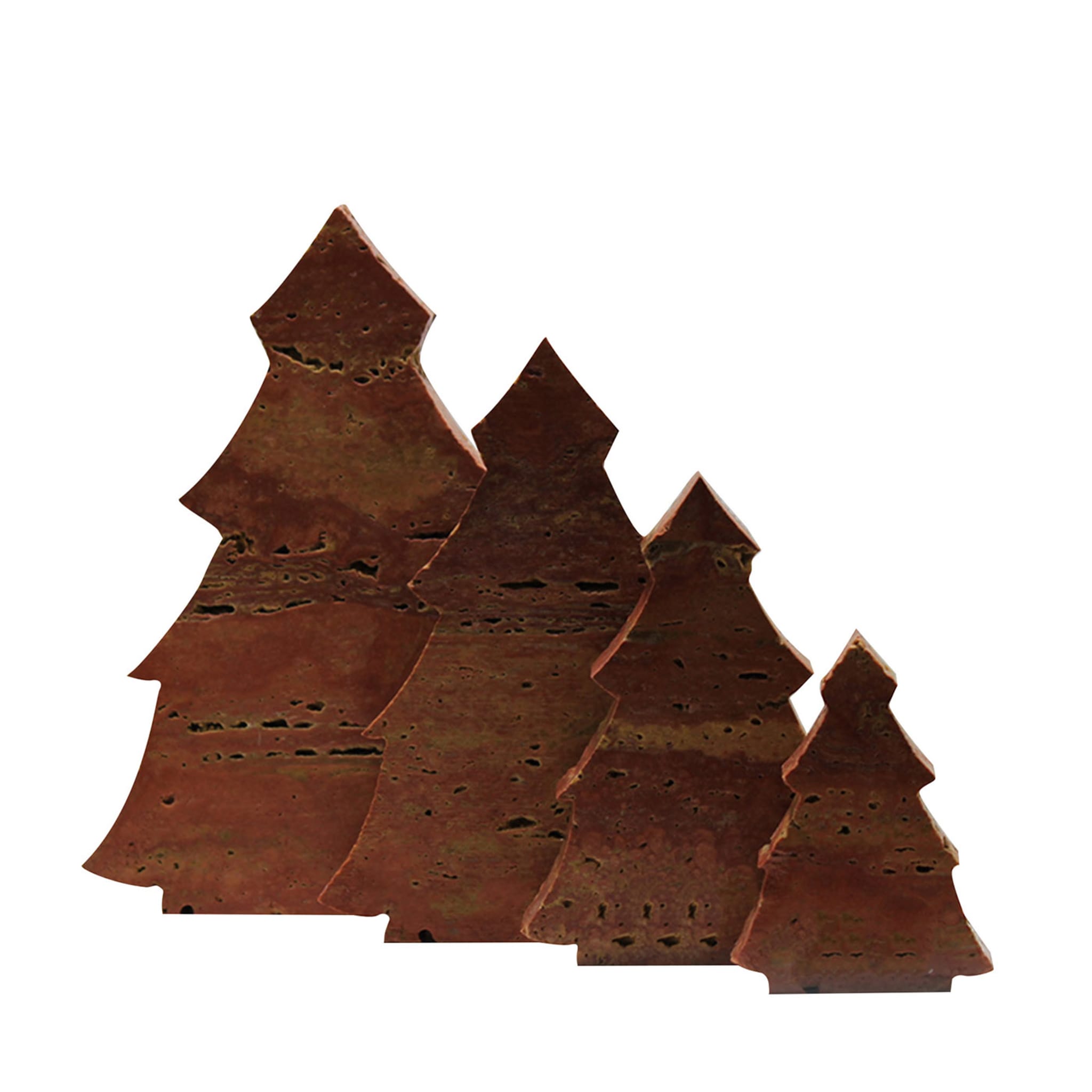 Alberi di Natale Set di 4 sculture in travertino rosso - Vista principale
