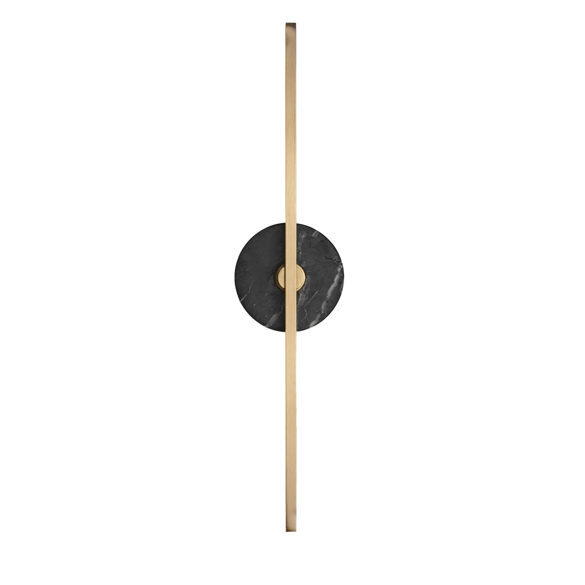 "Essential Stick" Wall Sconce in Satin Brass and Black Marquinha Marble - Main view