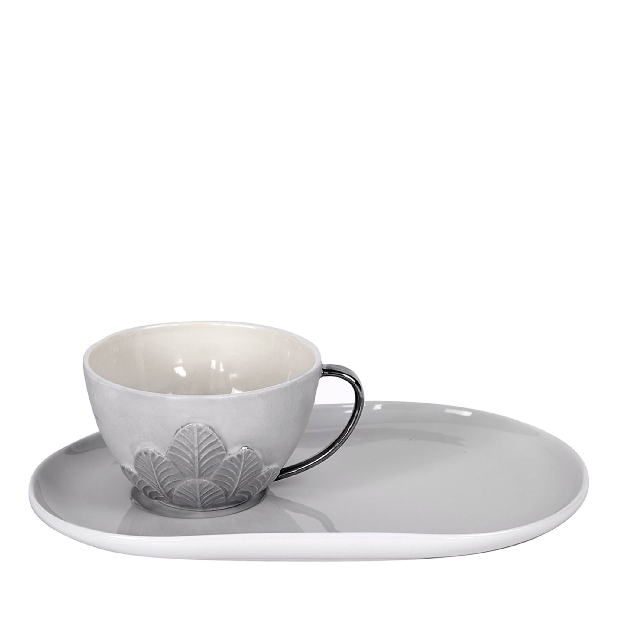 PEACOCK TEA CUP WITH DELIGHT DISH - GRAY - Main view