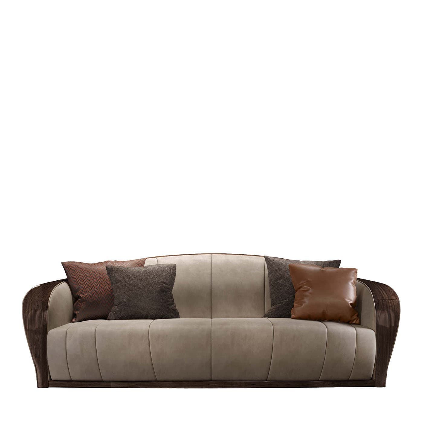 Castagno Channeled Brown-Leather Sofa Loopo - Artemest