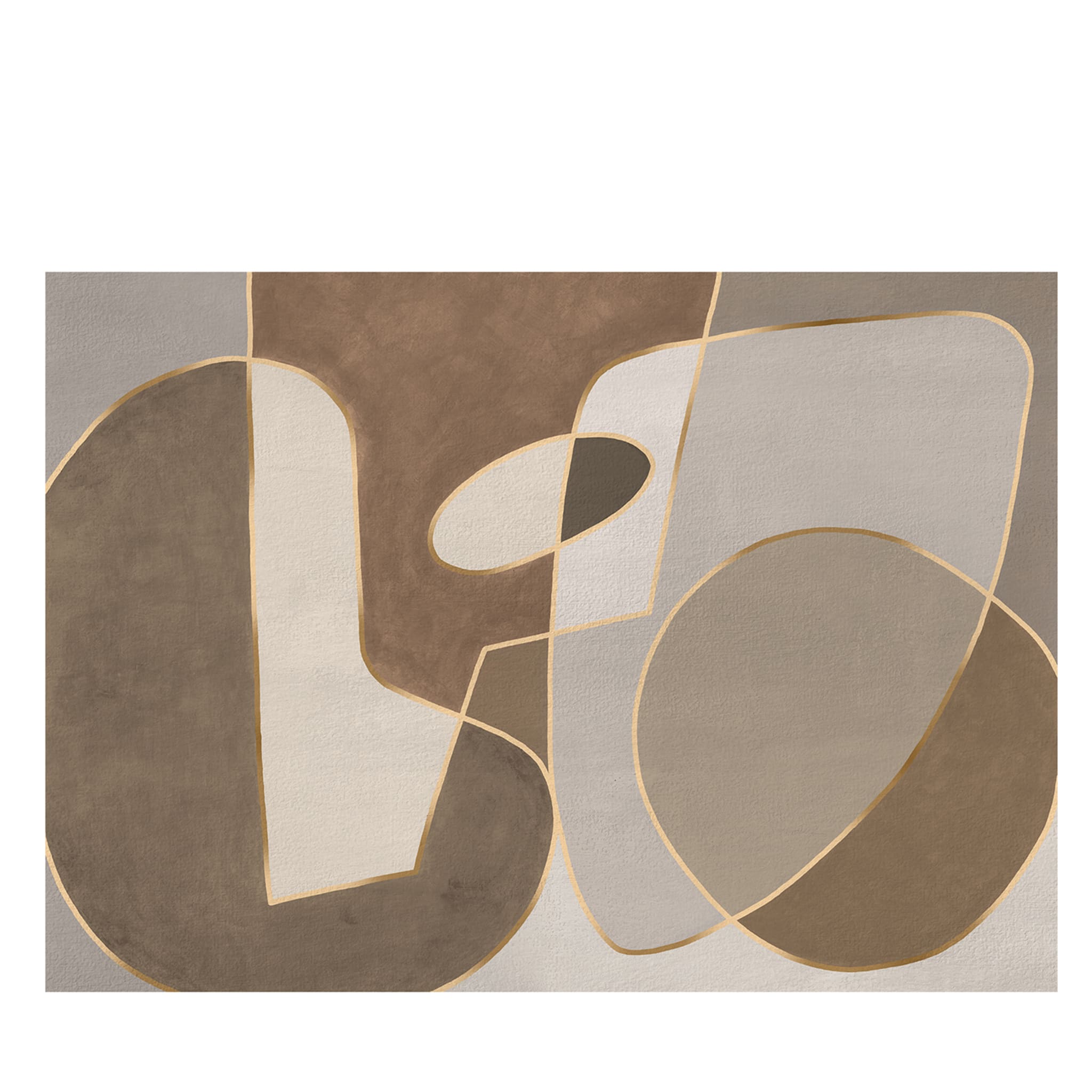 Papier peint texturé formes brunes sur formes - Vue principale