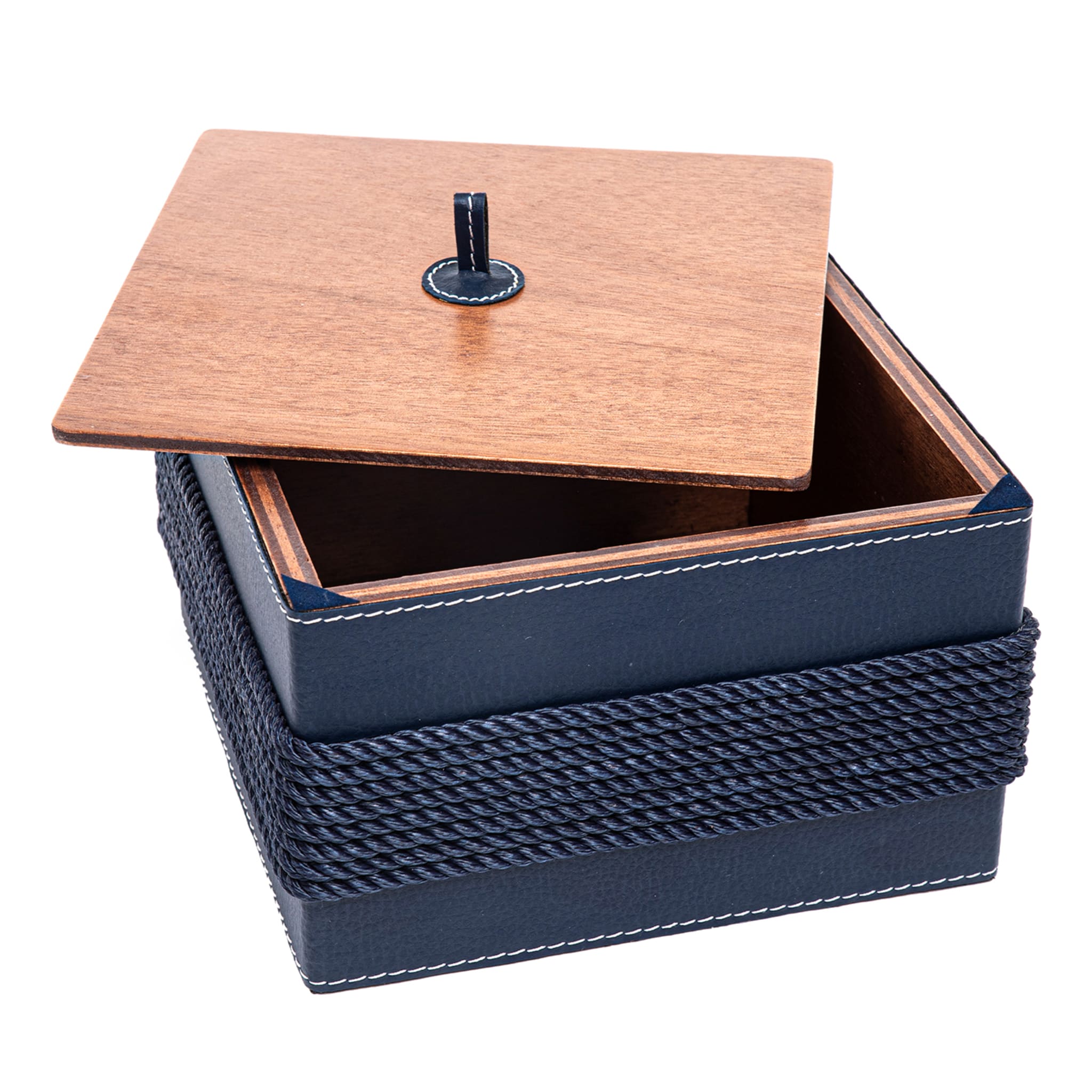 Box with Rope and Blue Eco-Leather Inserts - Main view