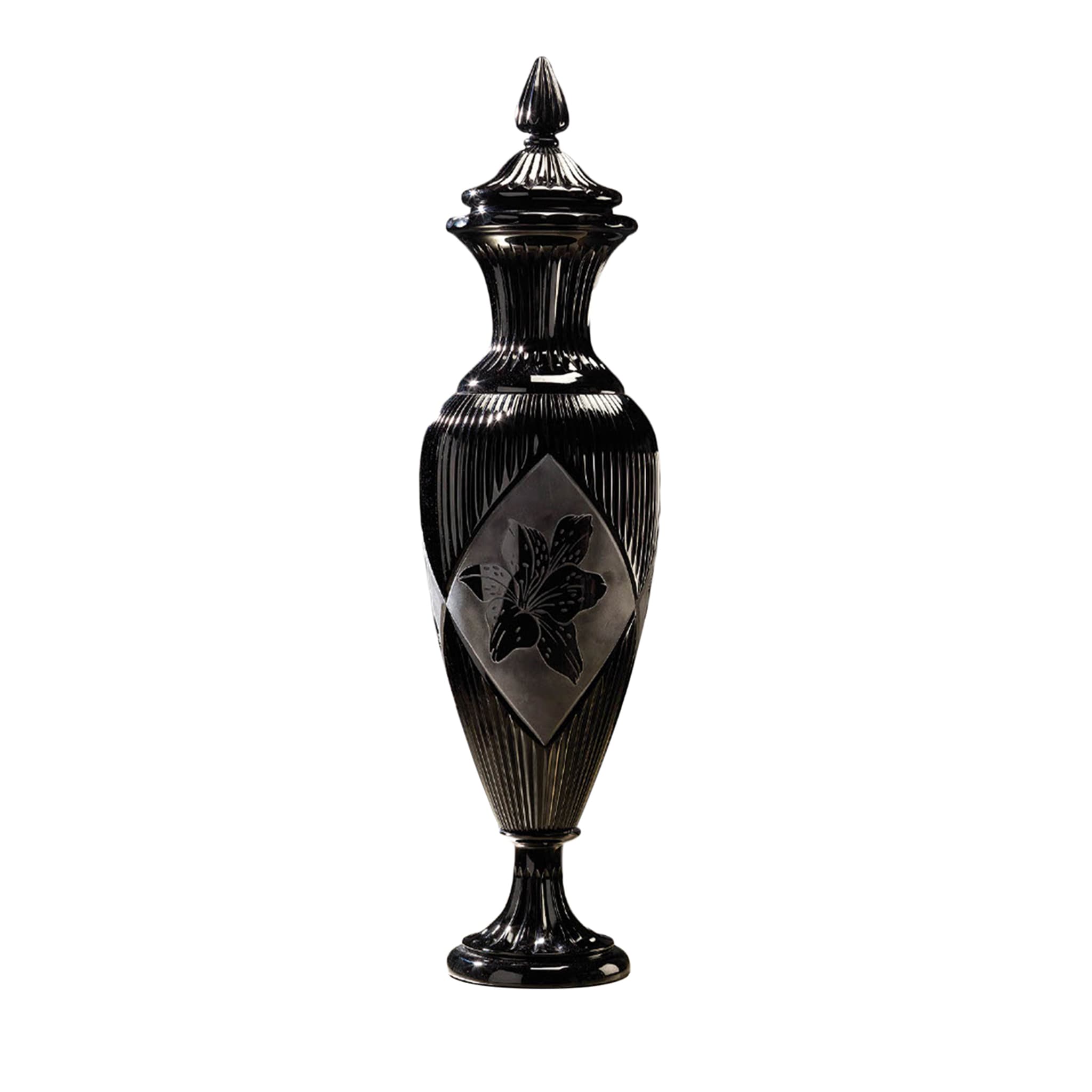 Vaso ad anfora nero con coperchio Italian Luxury Lighting