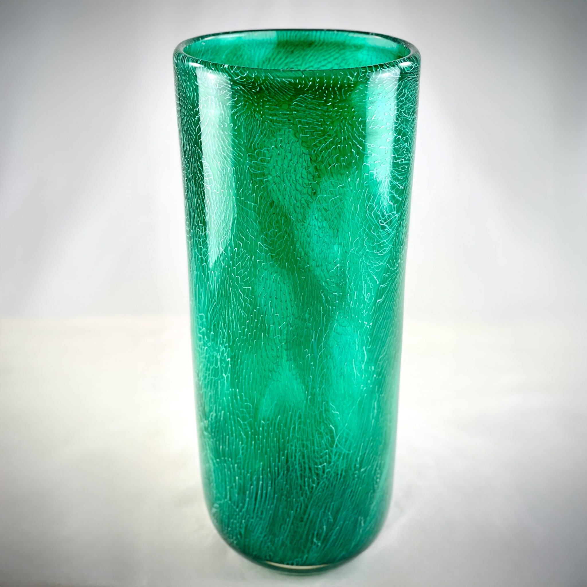 Vase Murrine en filigrane vert et blanc - Vue alternative 1