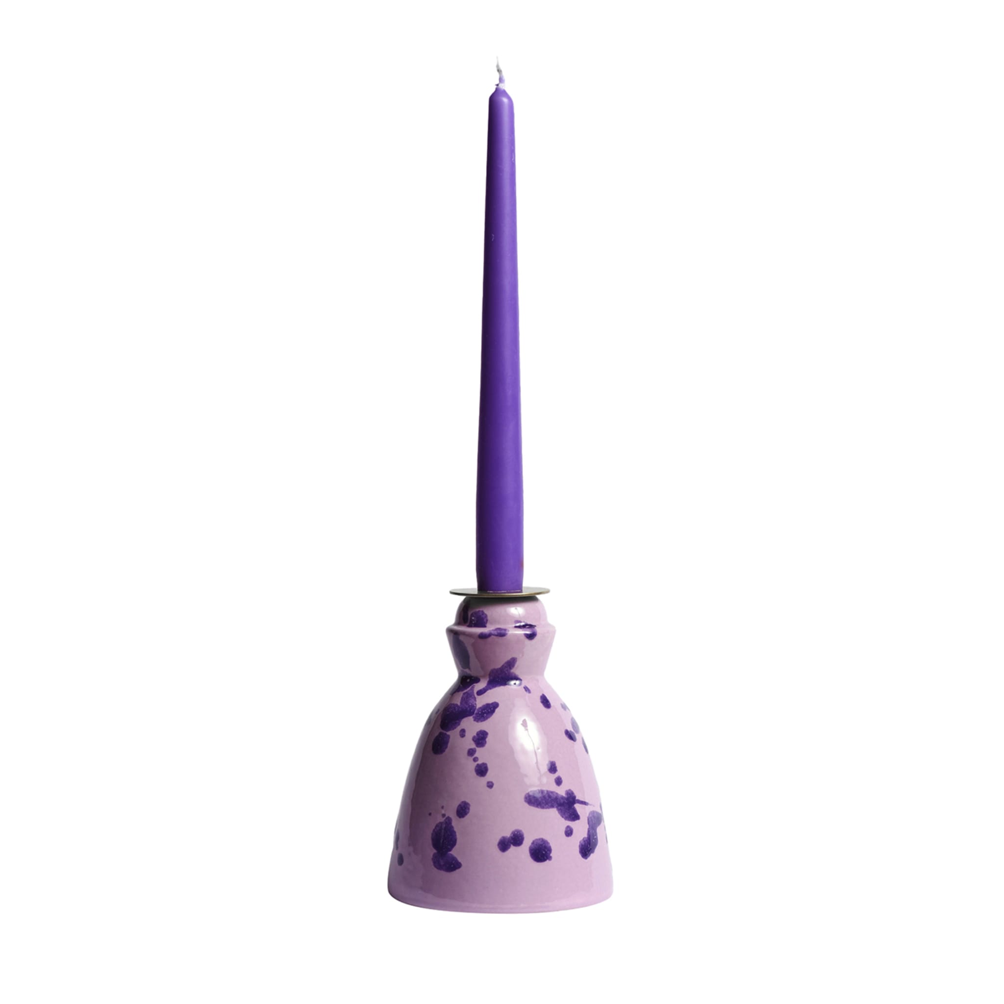 Candelabro de cerámica lila con 4 velas de cera de abeja - Vista principal