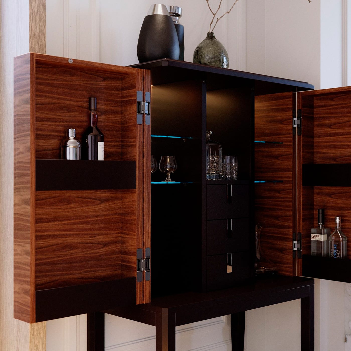 Dark walnut outlet bar cabinet