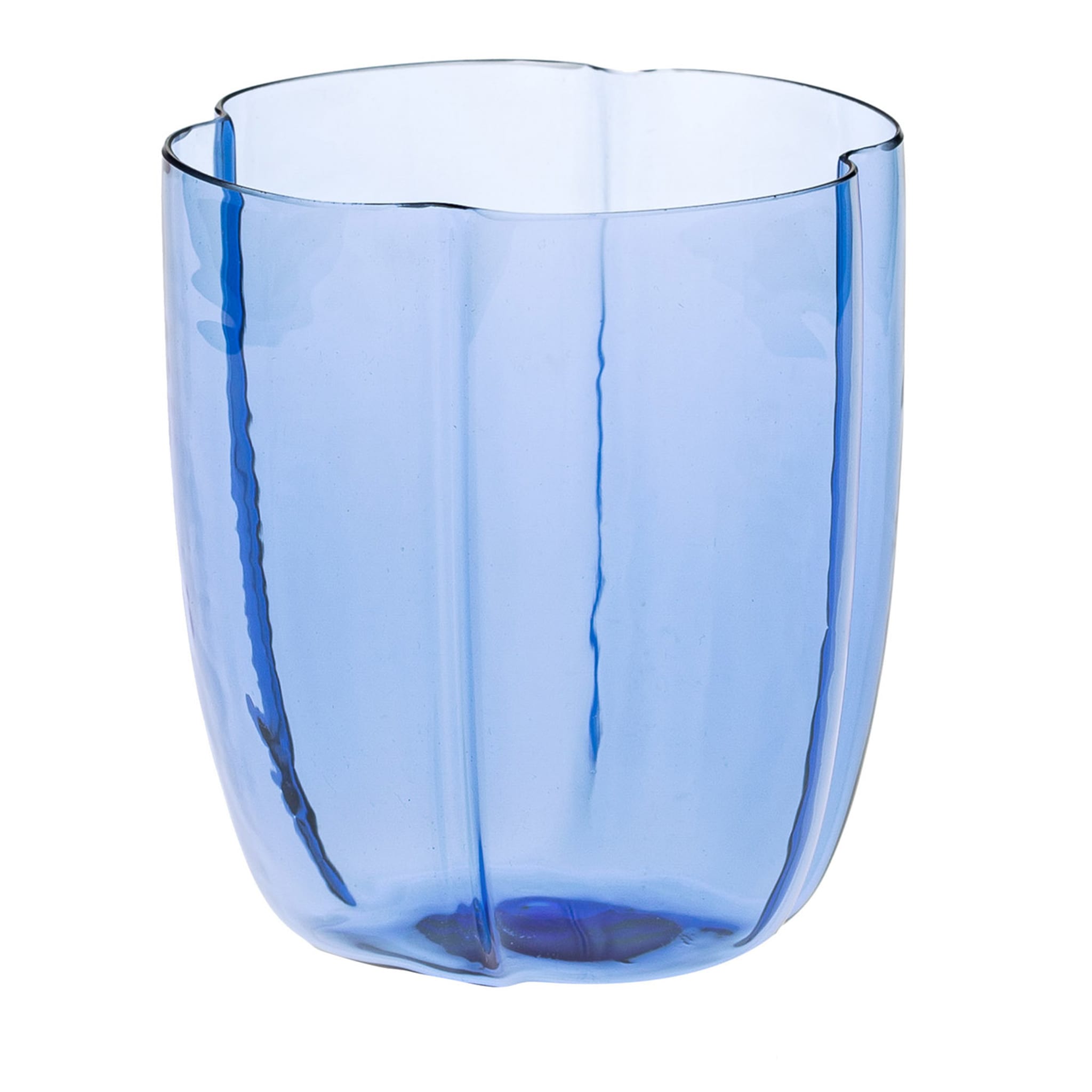 Lot de 4 verres à eau bleu clair à pétales - Vue principale
