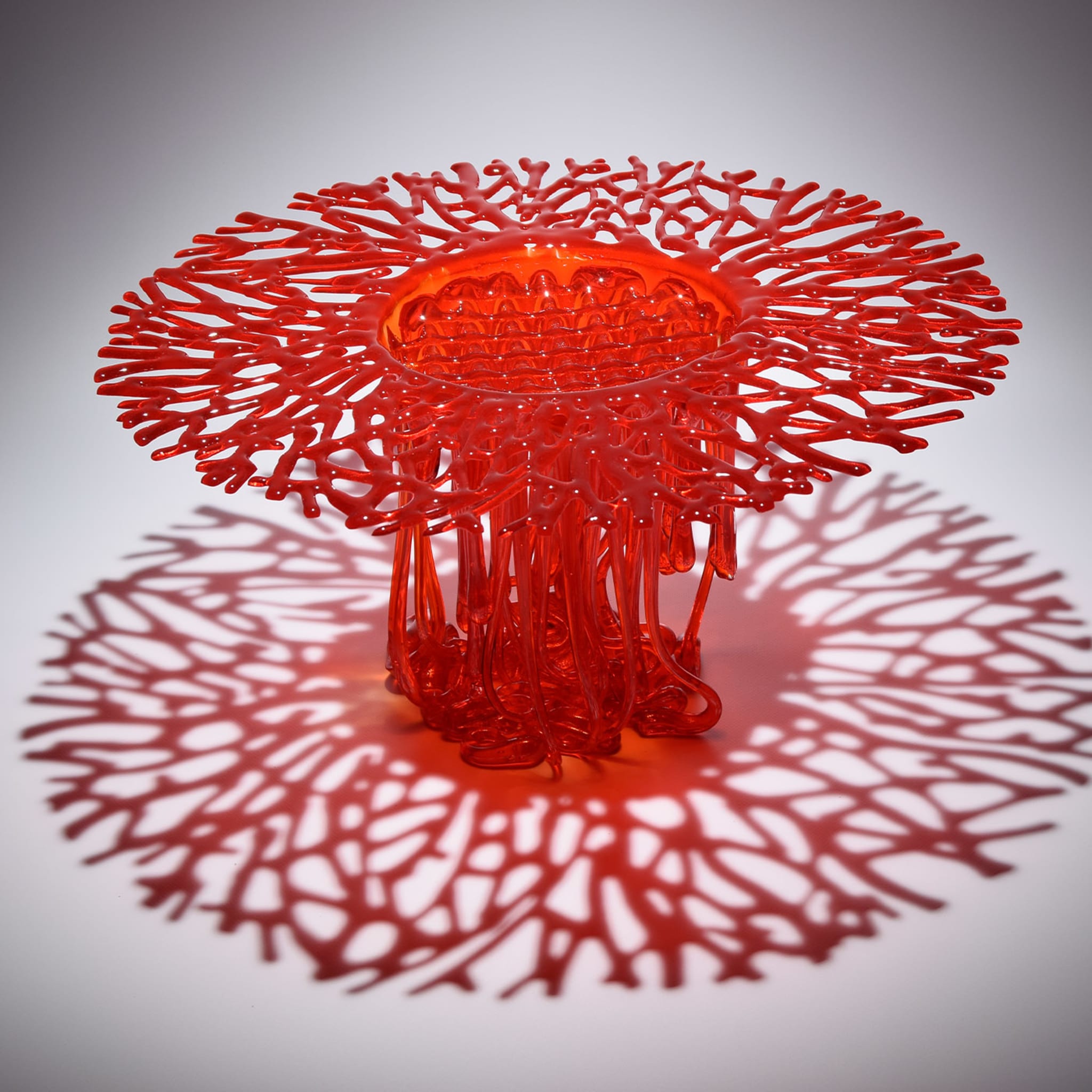 Centro de mesa escultórico de cristal de Murano con coral rojo - Vista alternativa 1