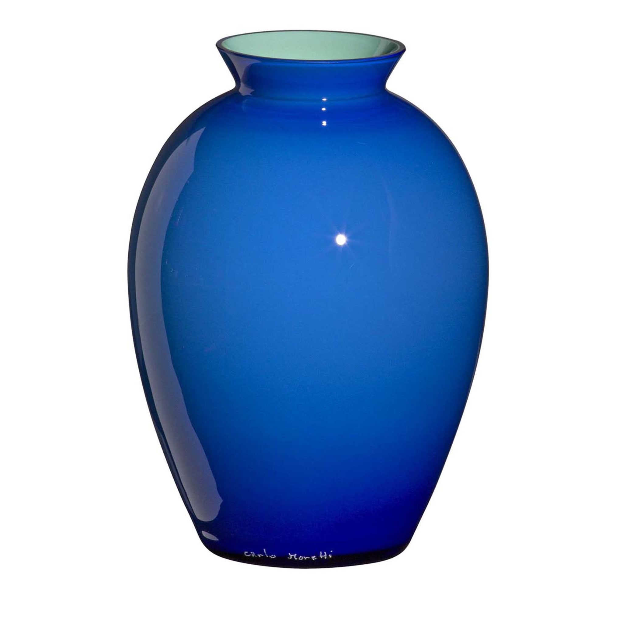 Petit vase bleu et turquoise de Lopas par Carlo Moretti - Vue principale