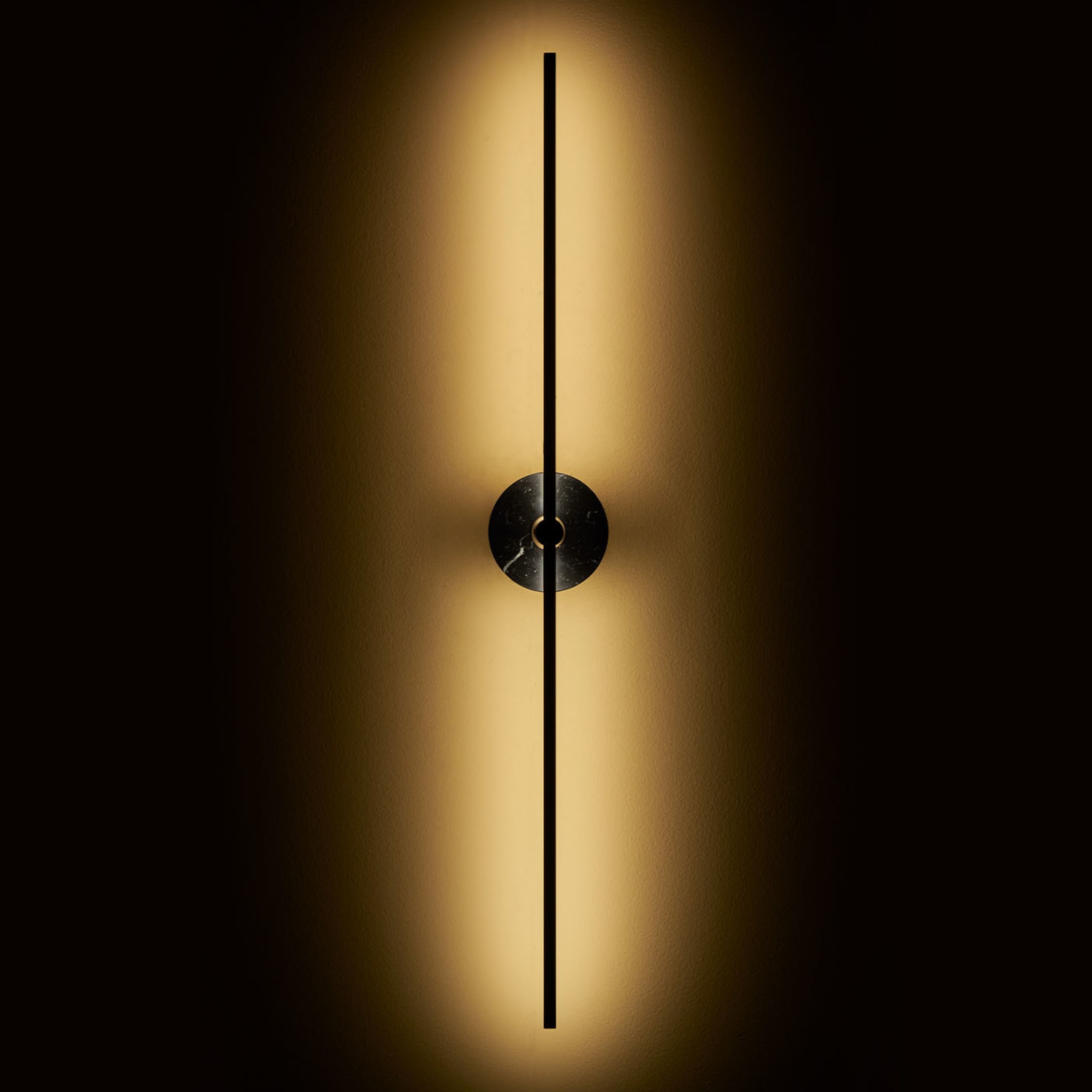 "Essential Grand Stick" Wall Sconce in Satin Brass and Black Marquinha Marble - Alternative view 3