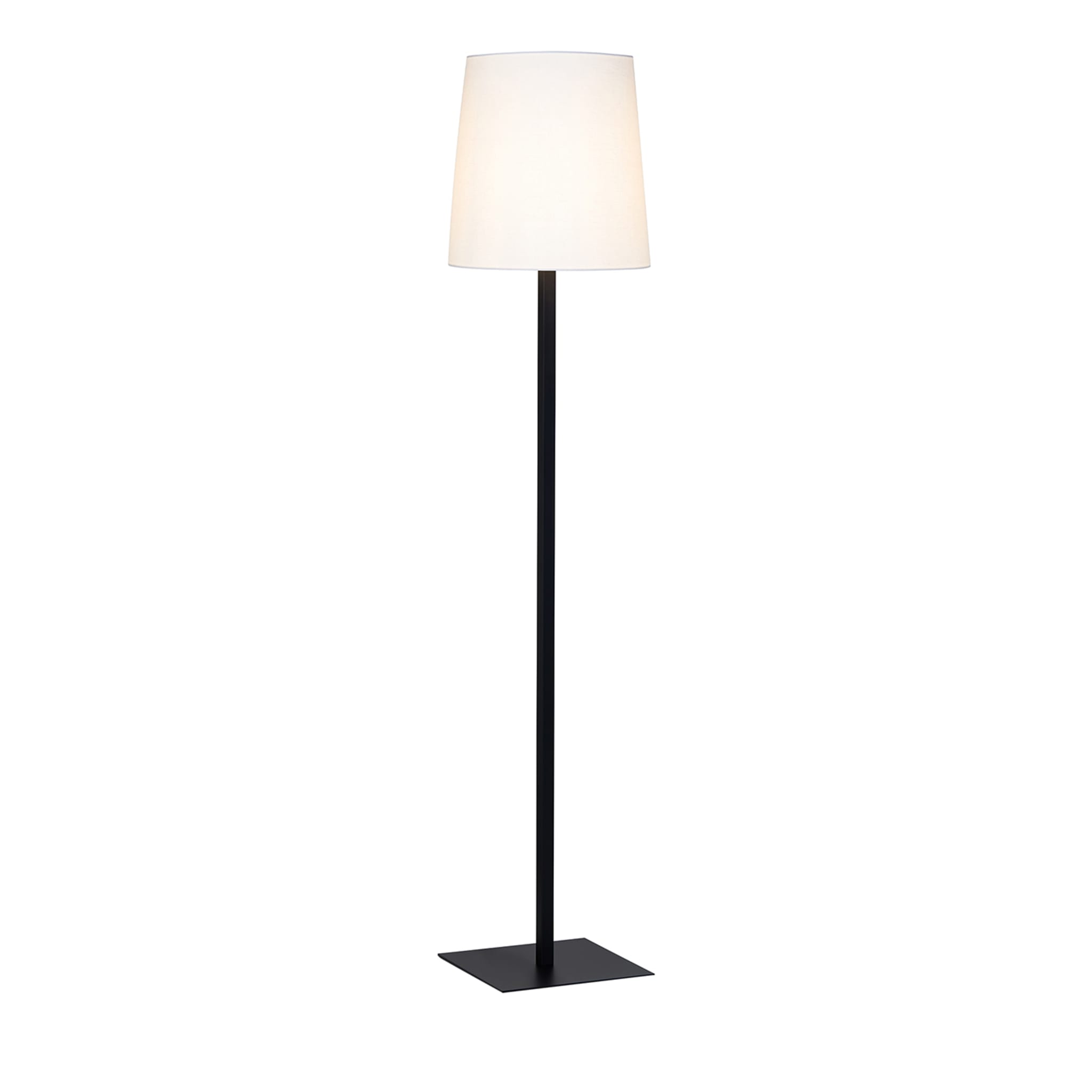 Lámpara de pie negra Tonda con pantalla blanca de algodón - Vista principal