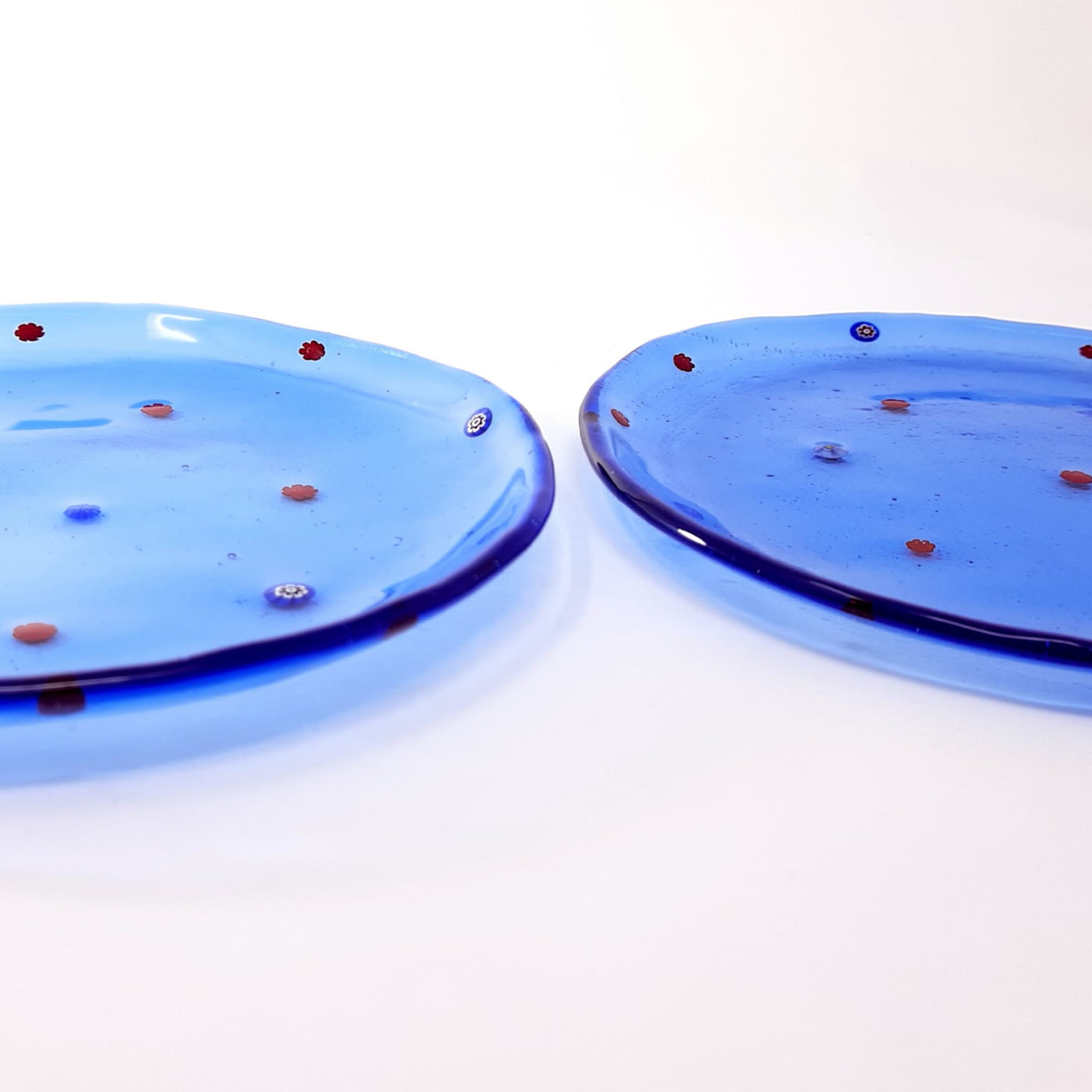 Mare Set of 4 Blue Floral Glass Dessert Plates #2 - Alternative view 1