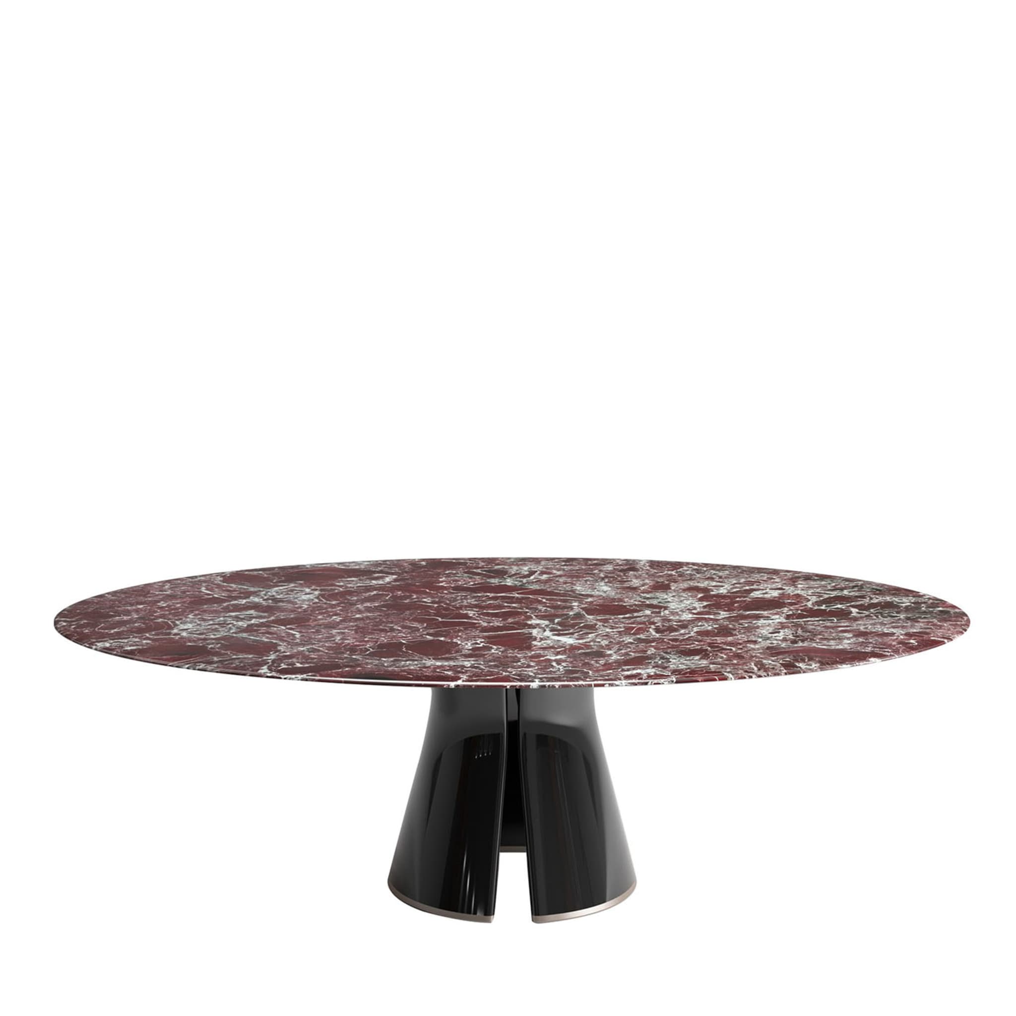 Ovaler Esstisch aus rotem Marmor - Hauptansicht