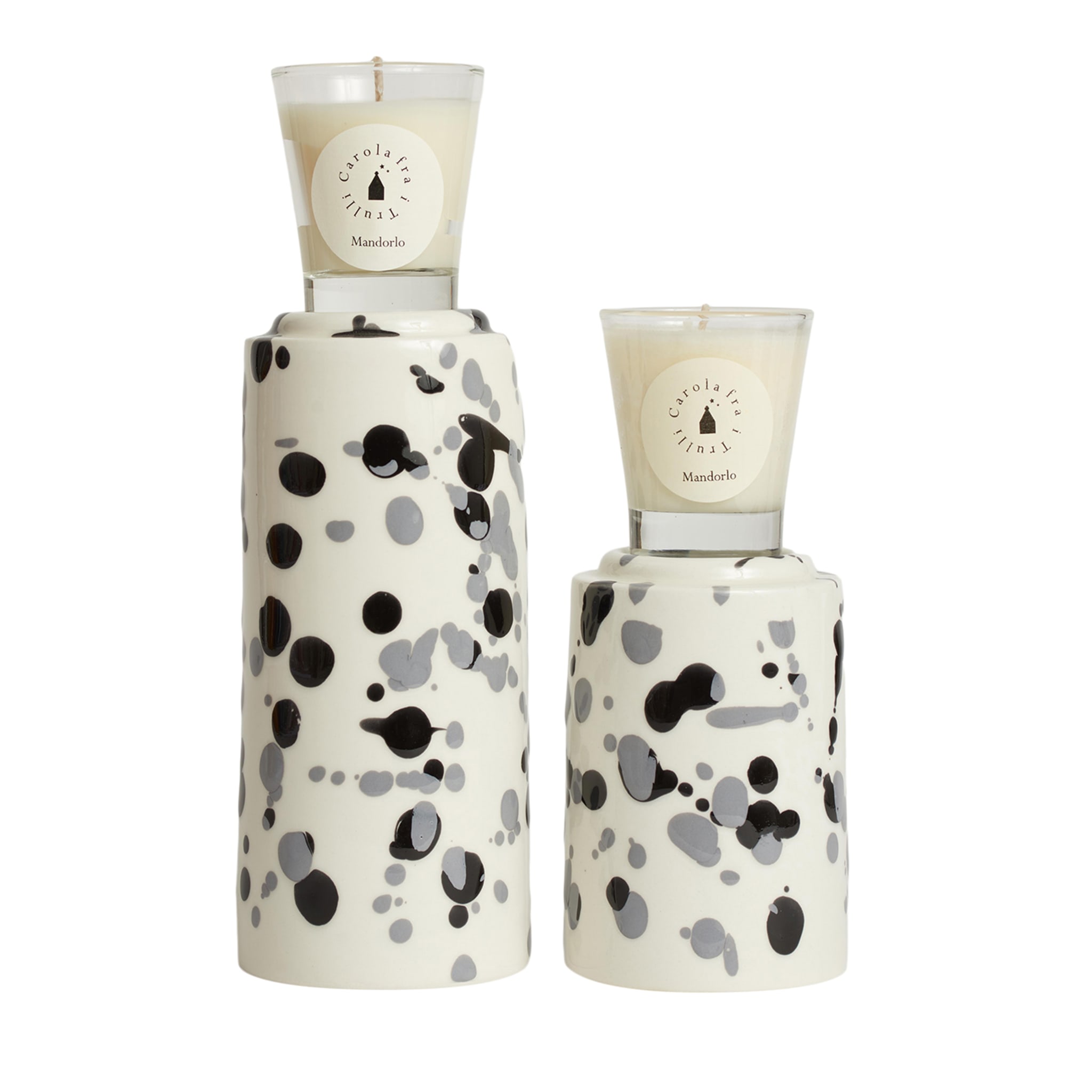 White and Black Totem with Scented Candle Fragrance Mandorlo - Main view