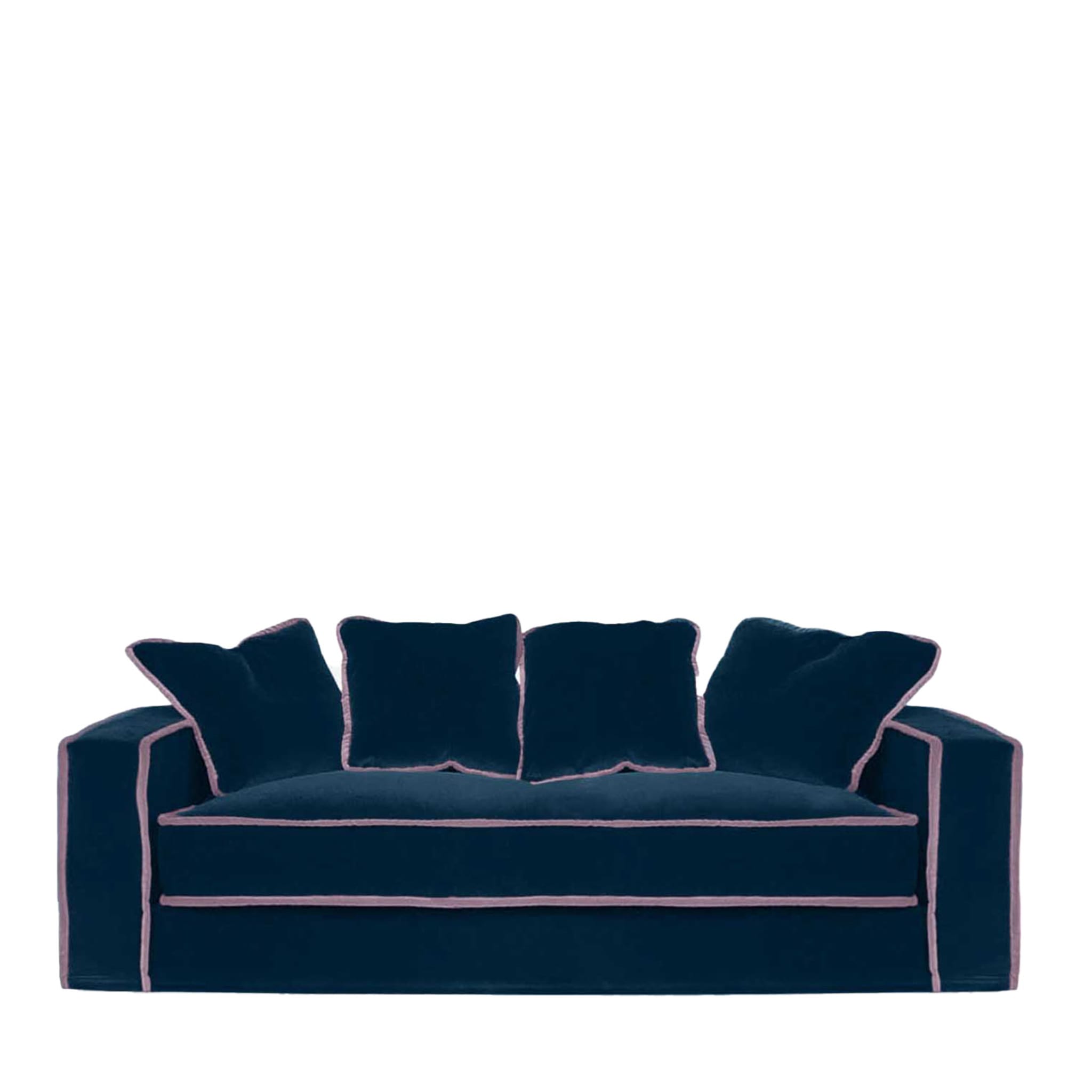 Rafaella Midnight Blue & Pink Velvet 2 Seater Sofa - Main view