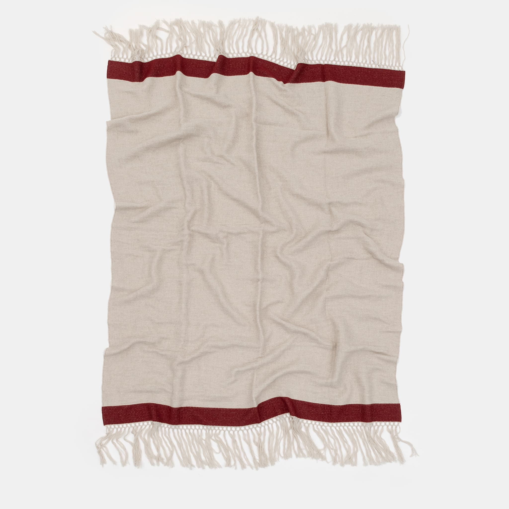 Fringed Red-Banded Blanket - Alternative view 1