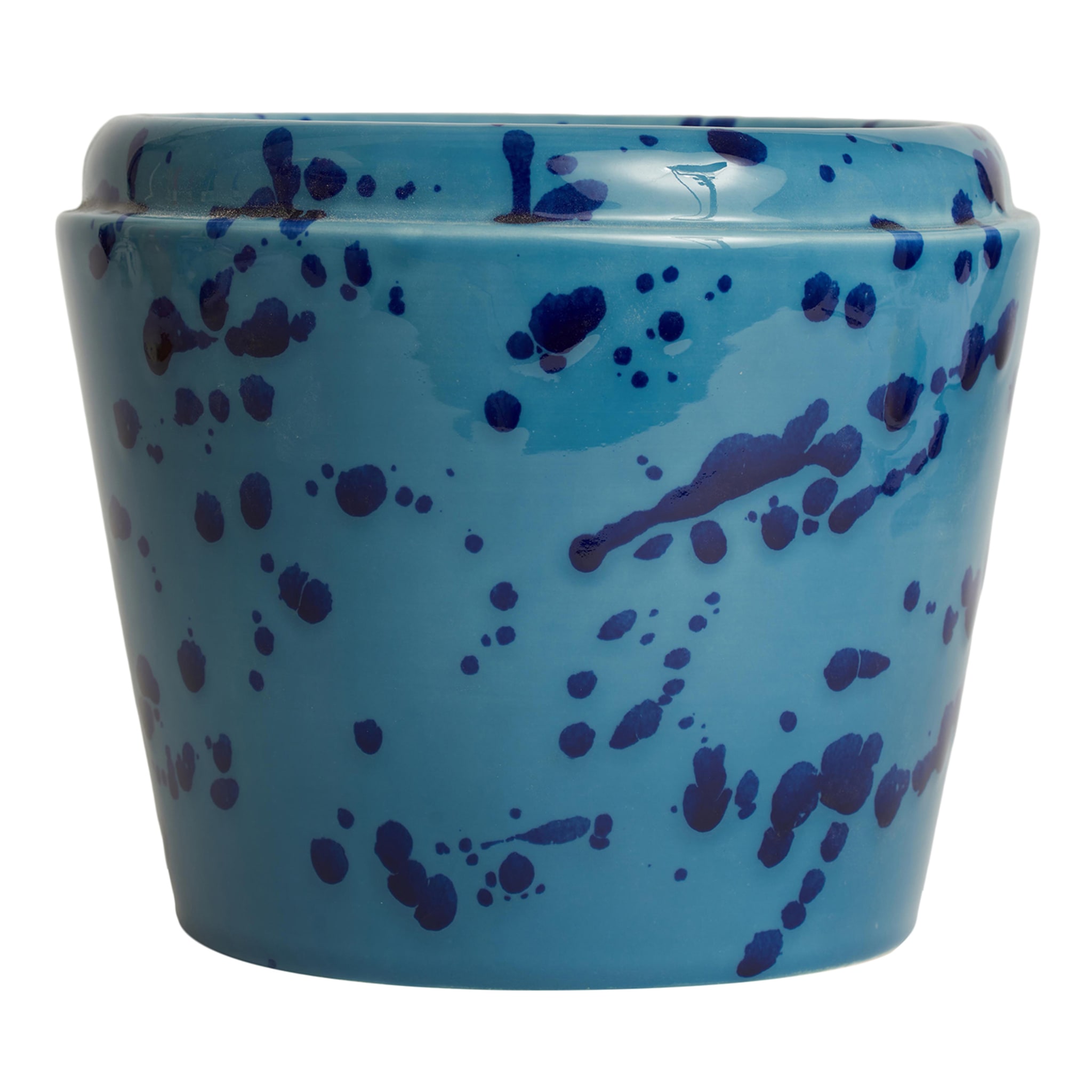 Celeste und blaue Keramik-Übertopf-Vase - Hauptansicht