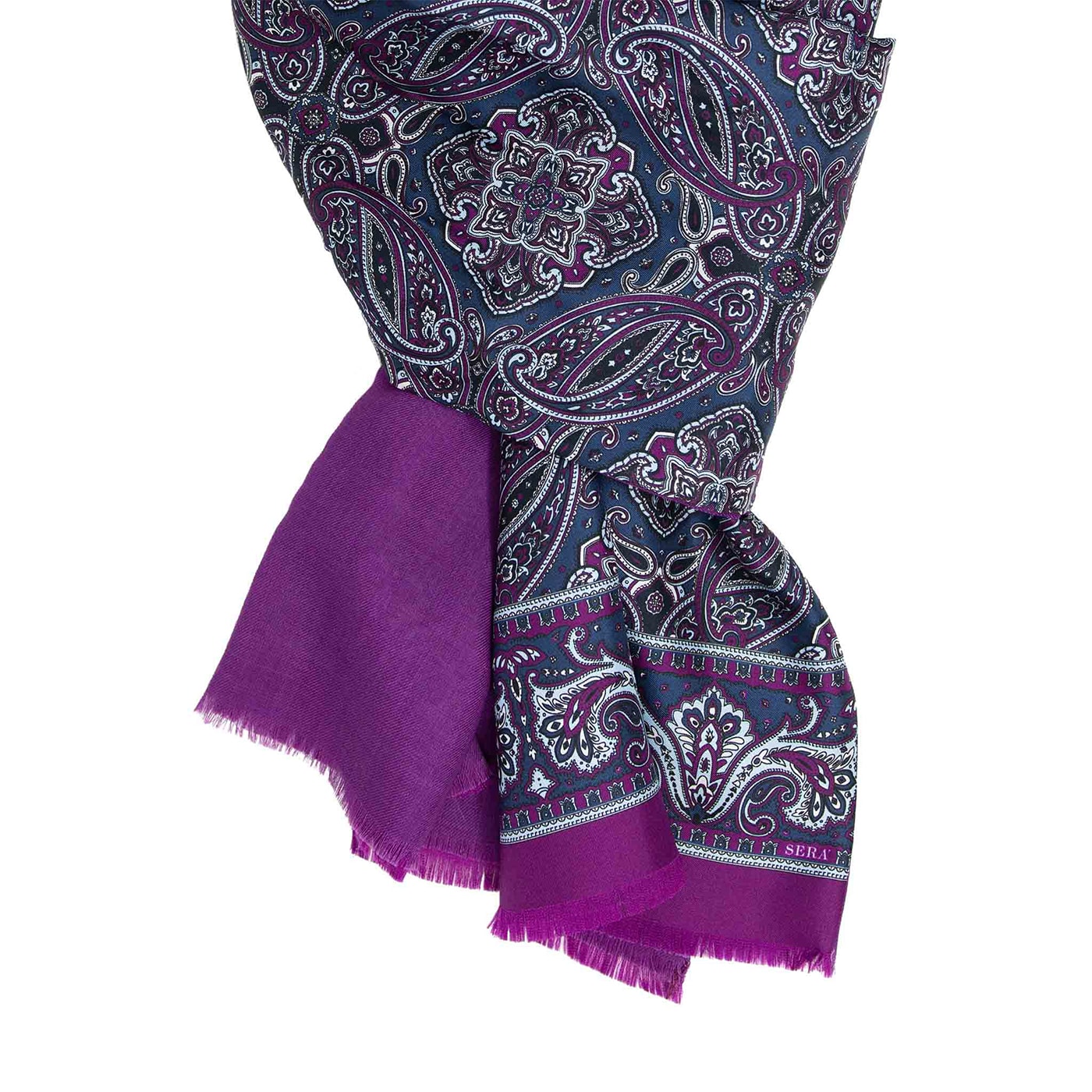 Purple and Blue Cashmere & Silk Scarf - Serà Fine Silk