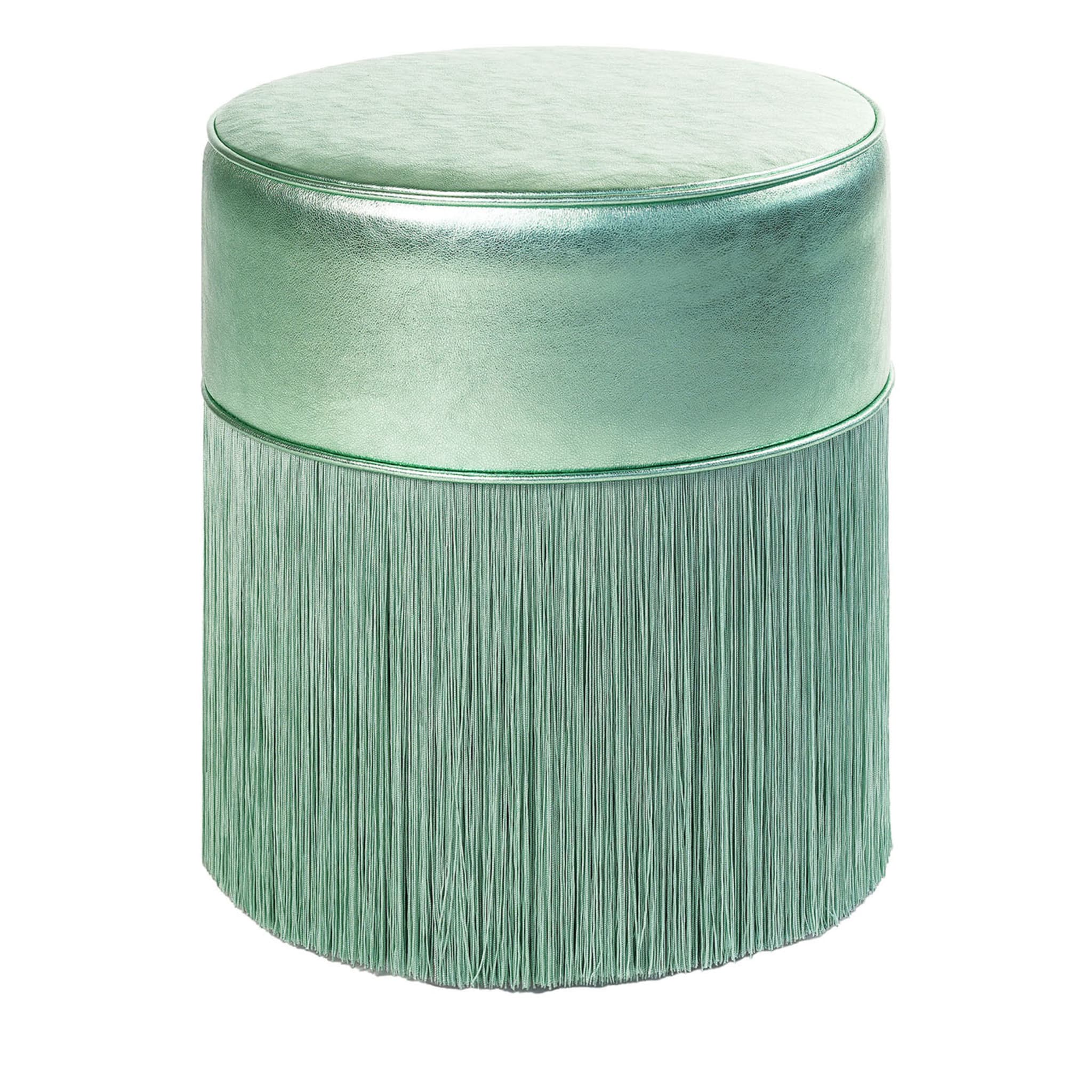 Pouf in pelle metallizzata verde chiaro #2 di Lorenza Bozzoli - Vista principale