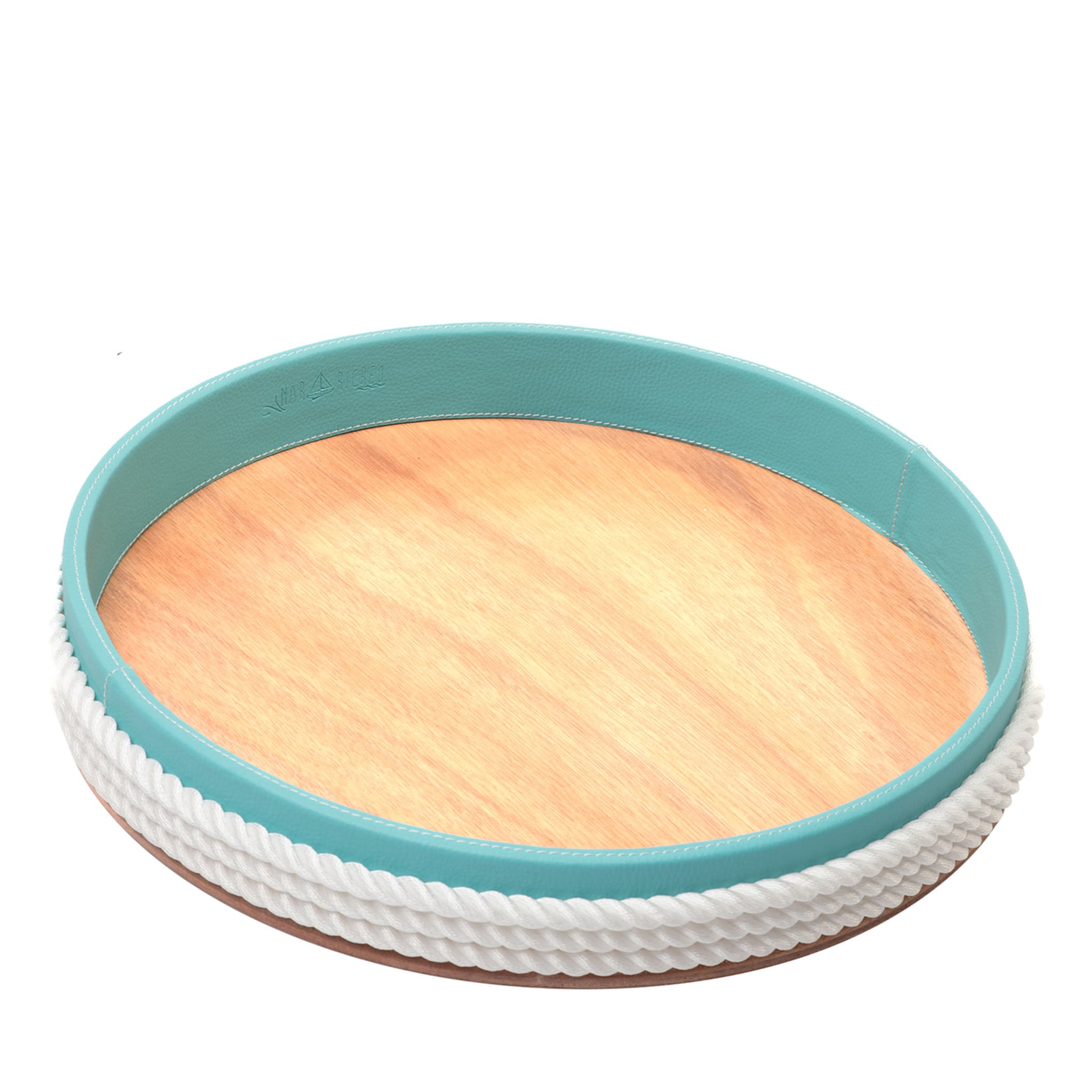 Large Round Turquoise & White Tray - Main view