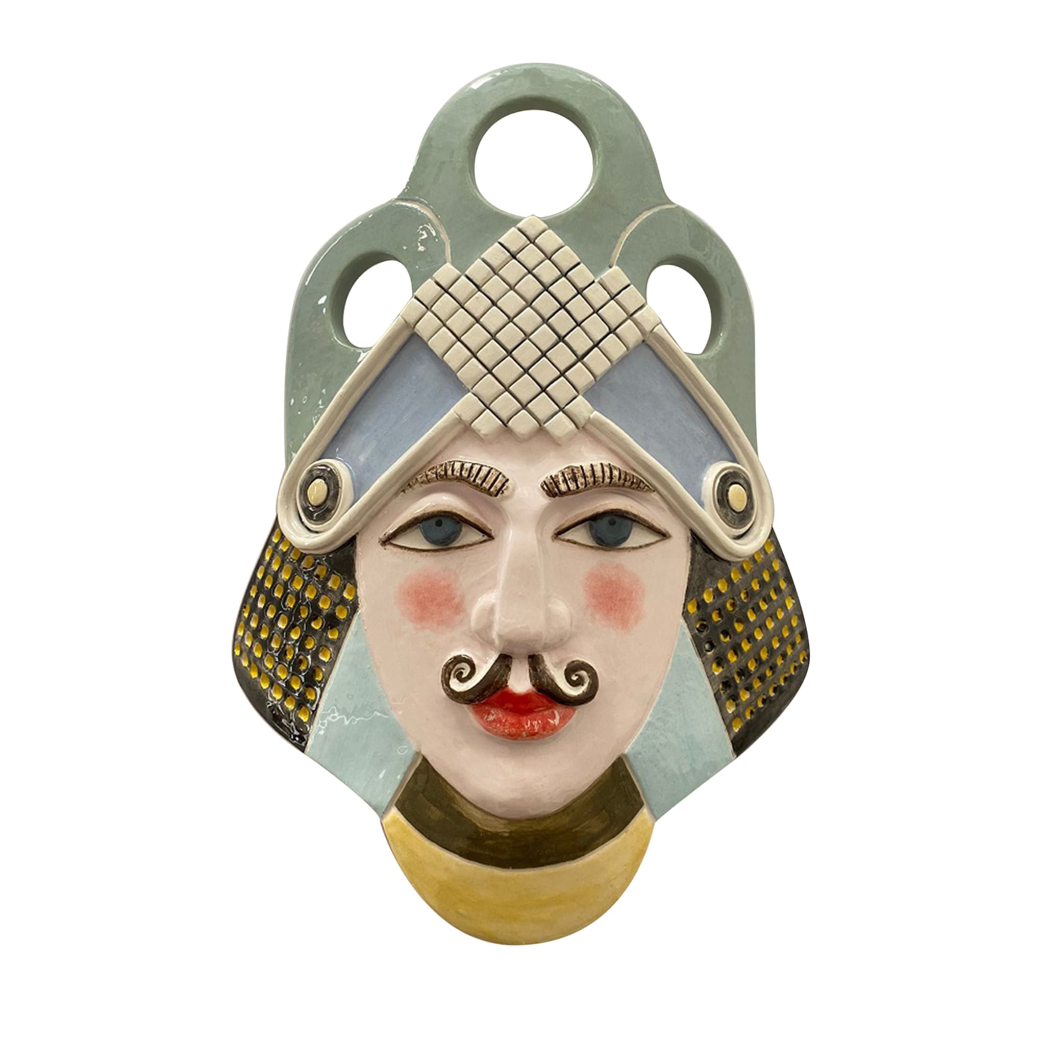 Paladino Caballero Masculino con Casco de Puntos Amarillos Máscara Decorativa - Vista principal