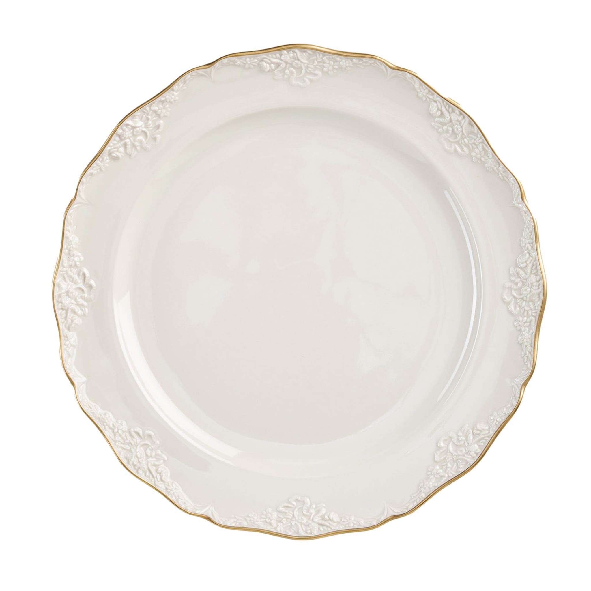 Irene Set of 2 Medium White & Gold Dinner Plates - Main view