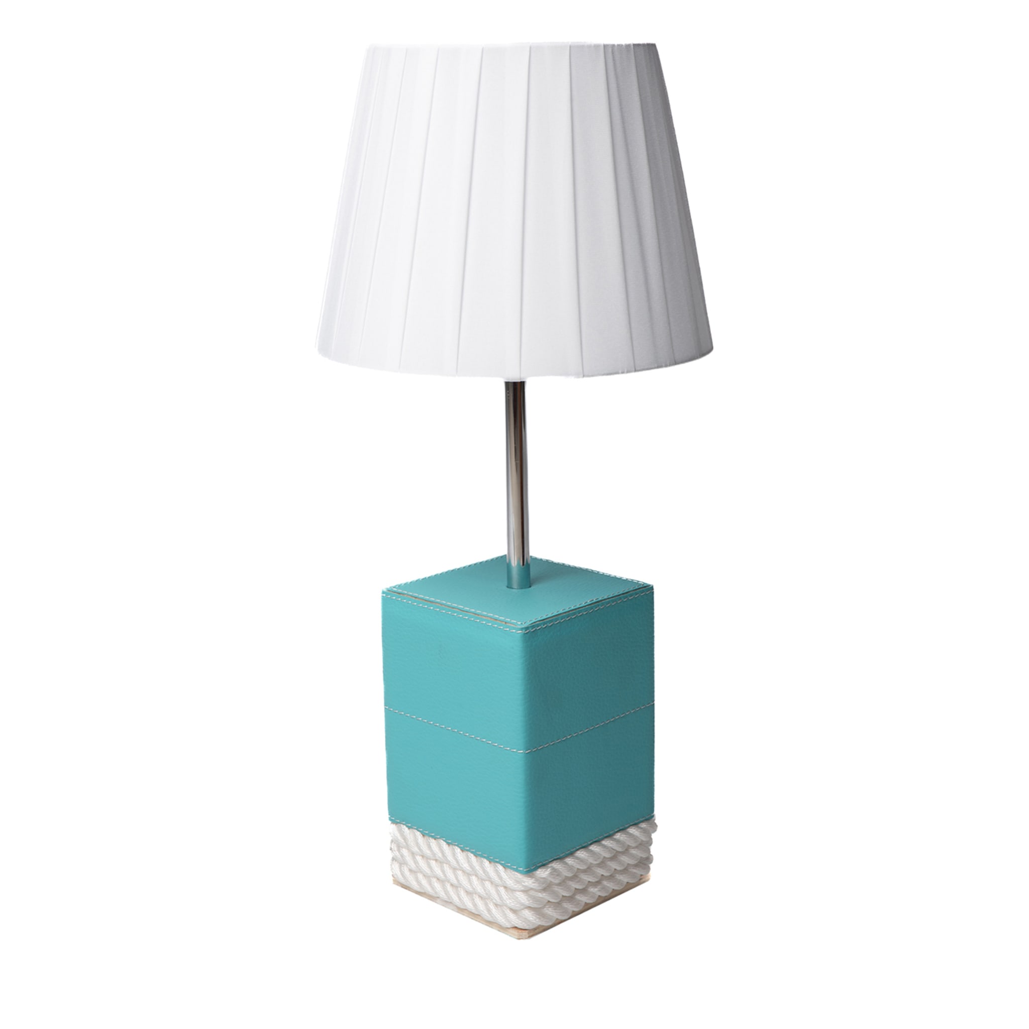 Medium Light-Blue & White Table Lamp - Main view