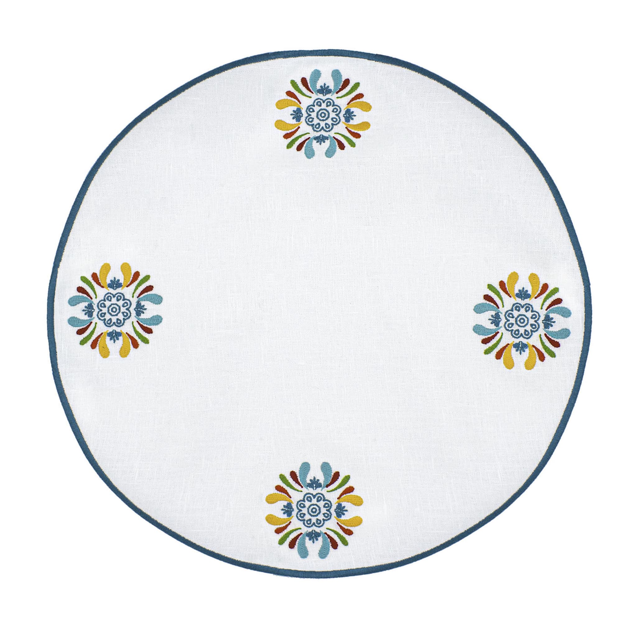 Maiolica Multicolor Set of 2 Round White Service Placemats - Main view