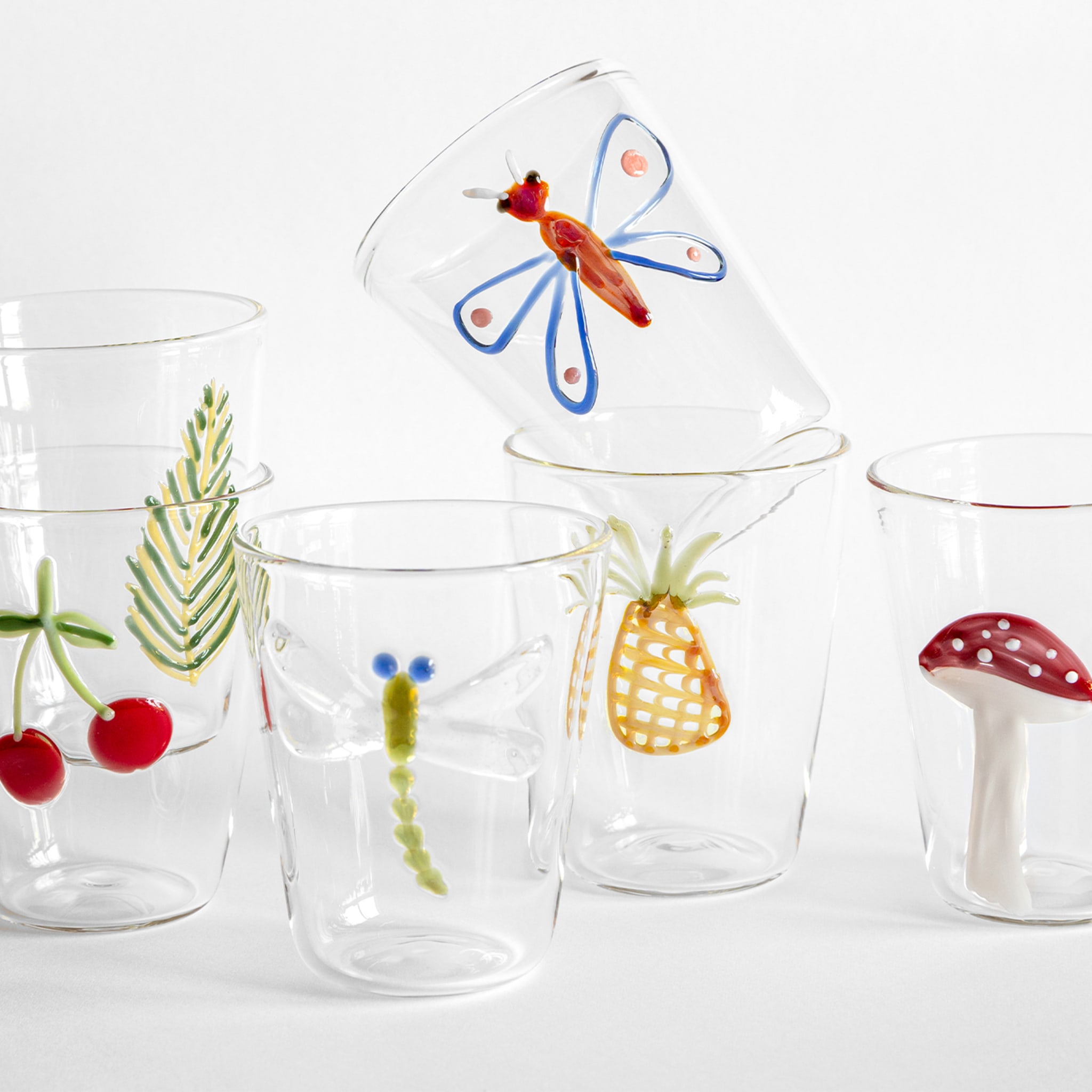 Cabinet De Curiosités Set Of 6 Water Glasses With Natural Elements - Alternative view 1