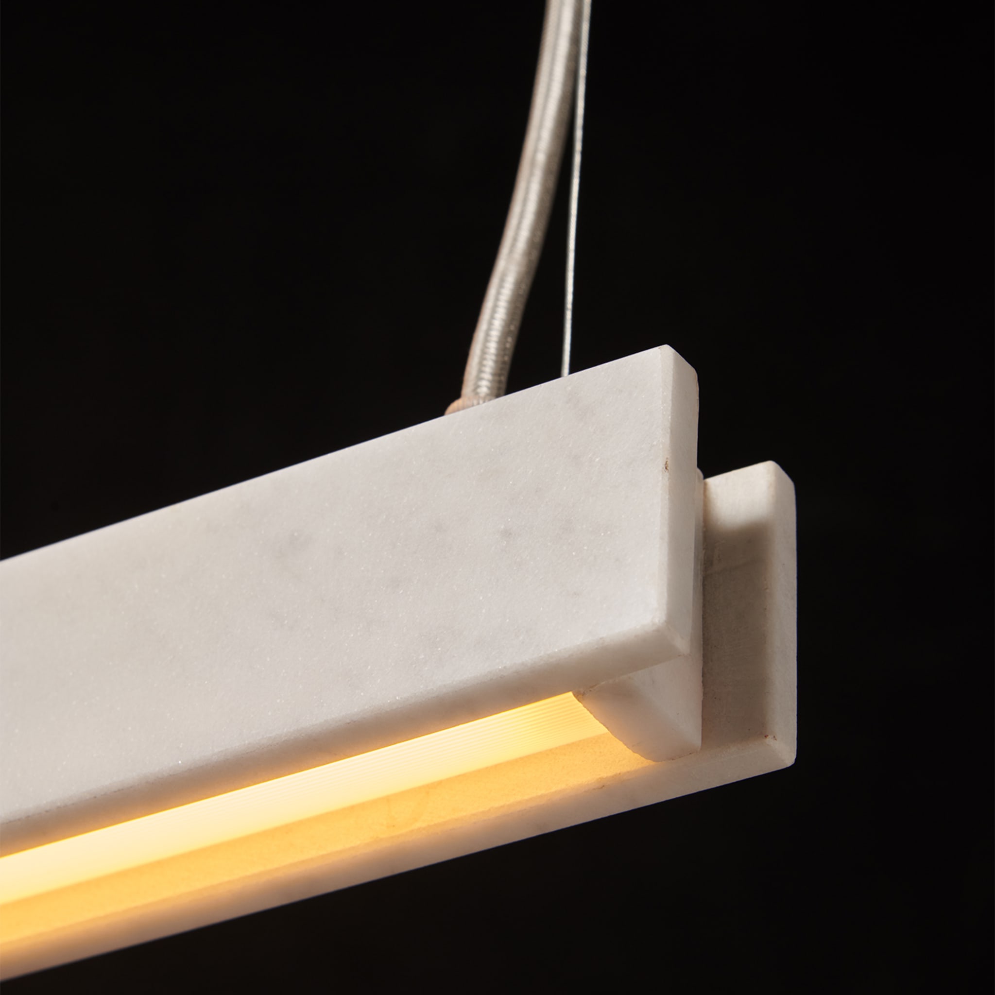 "Profile H" Pendant Lamp in Chrome and Carrara Marble - Alternative view 2