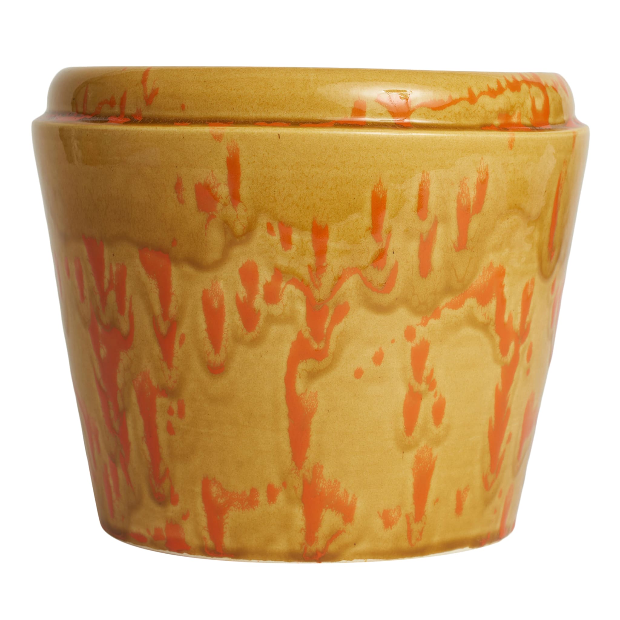 Caramel and Orange Ceramic Cachepot Vase - Main view