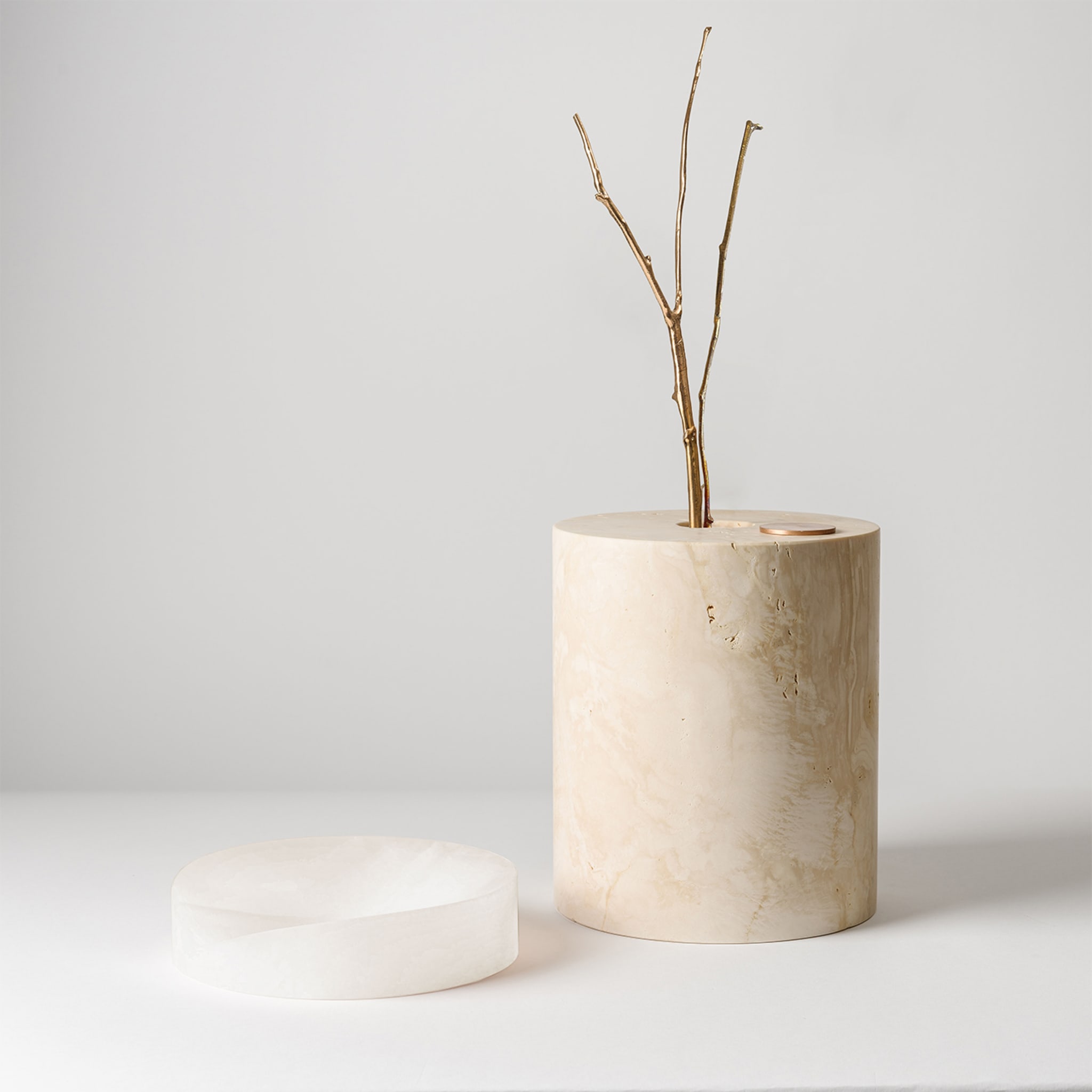 Here and Now White Onyx and Ostuni Travertine Vase #2 - Alternative view 1