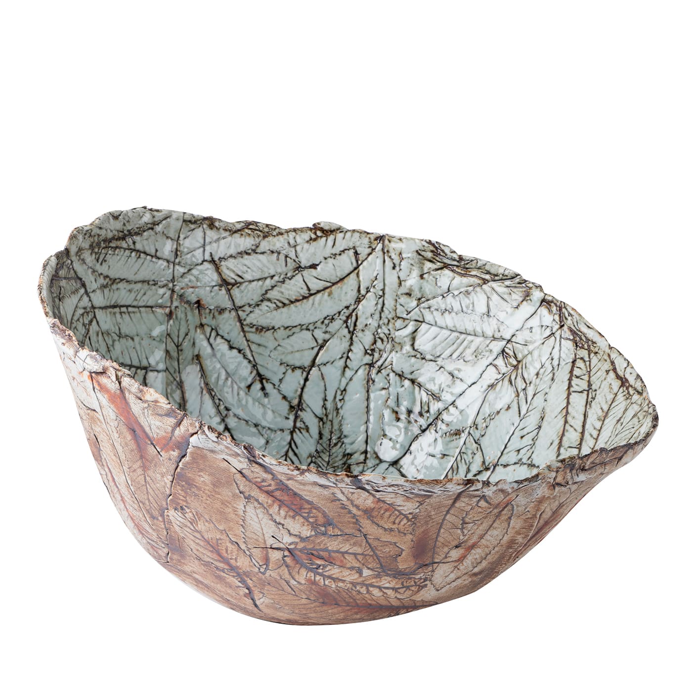 Raw-Style Bowl with Impression of Chestnut Leaves - Fabbrica d’Arte