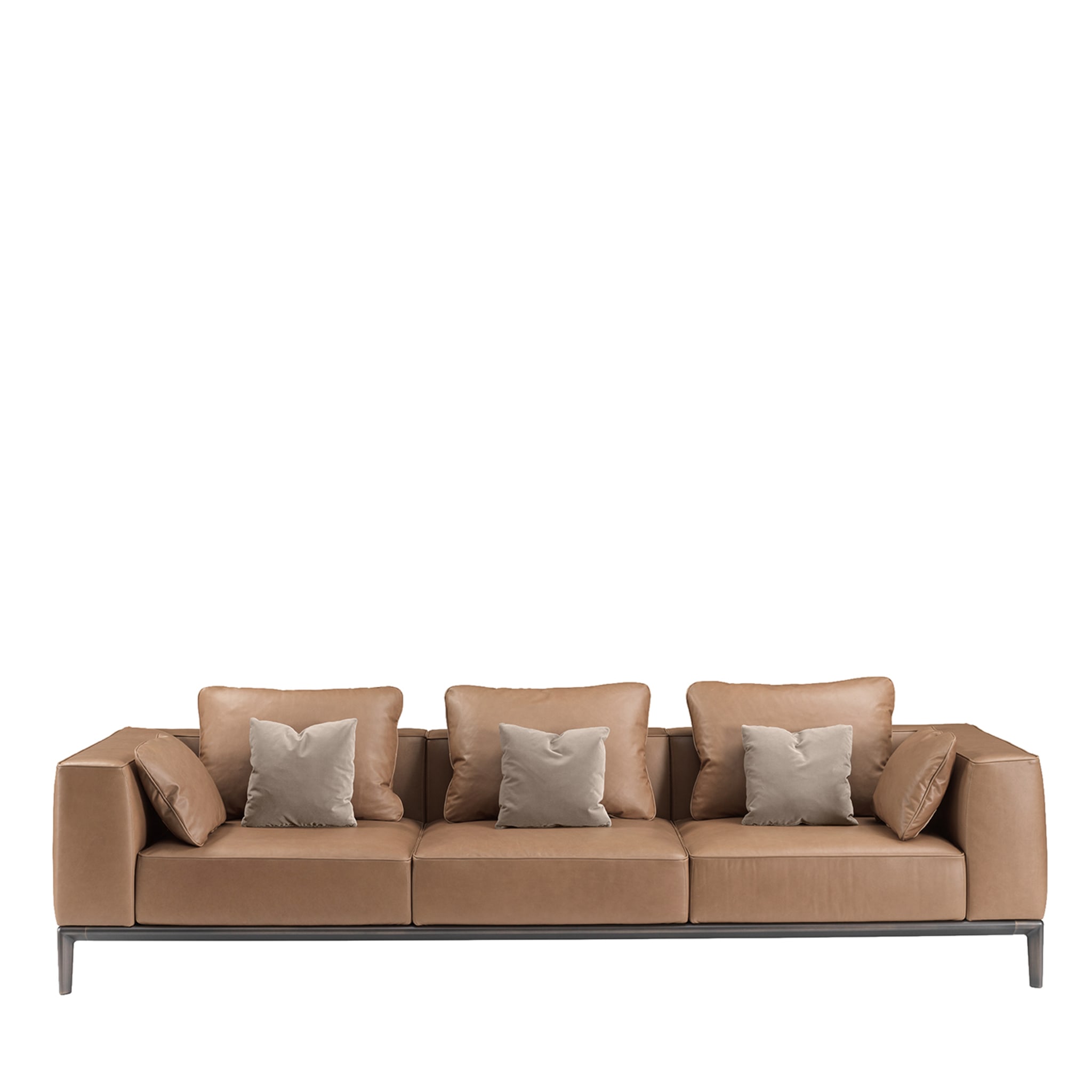 Milo Brown Leather Sofa by Stefano Giovannoni - Main view