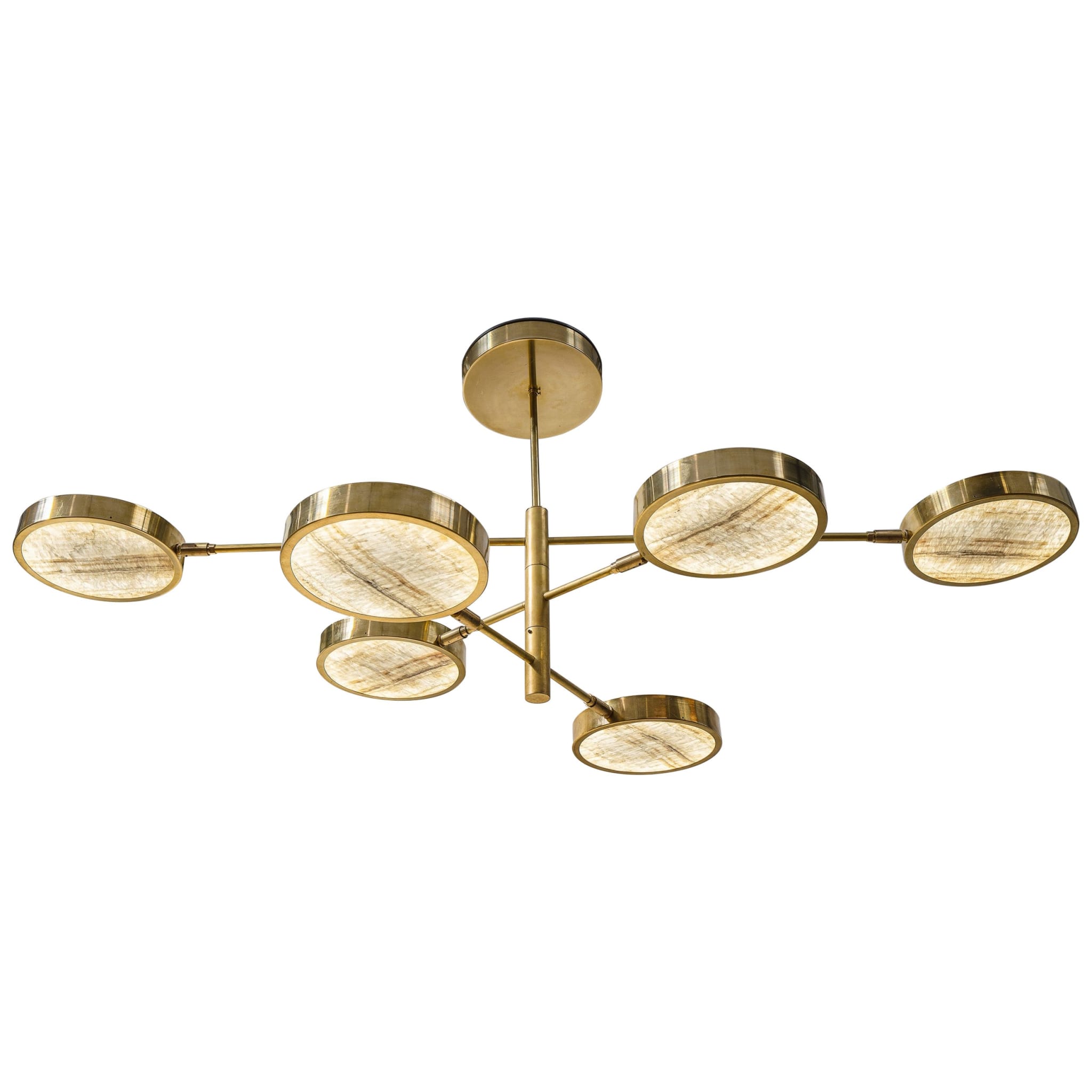 Sistema Solare 6-Arms Brass and Onyx Chandelier - Main view