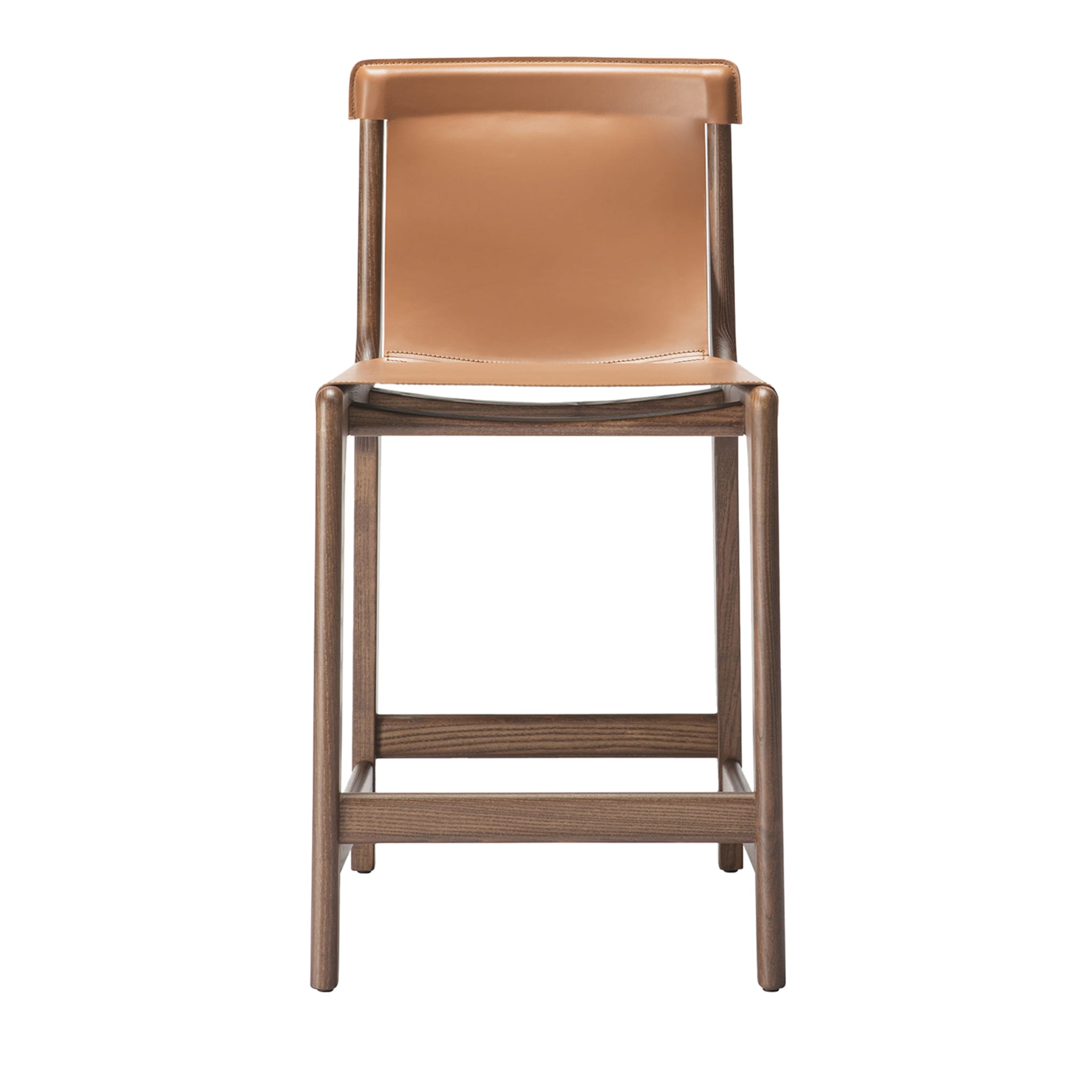 Burano/sg 24 Brown Leather Counter Stool by Balutto Associati - Main view