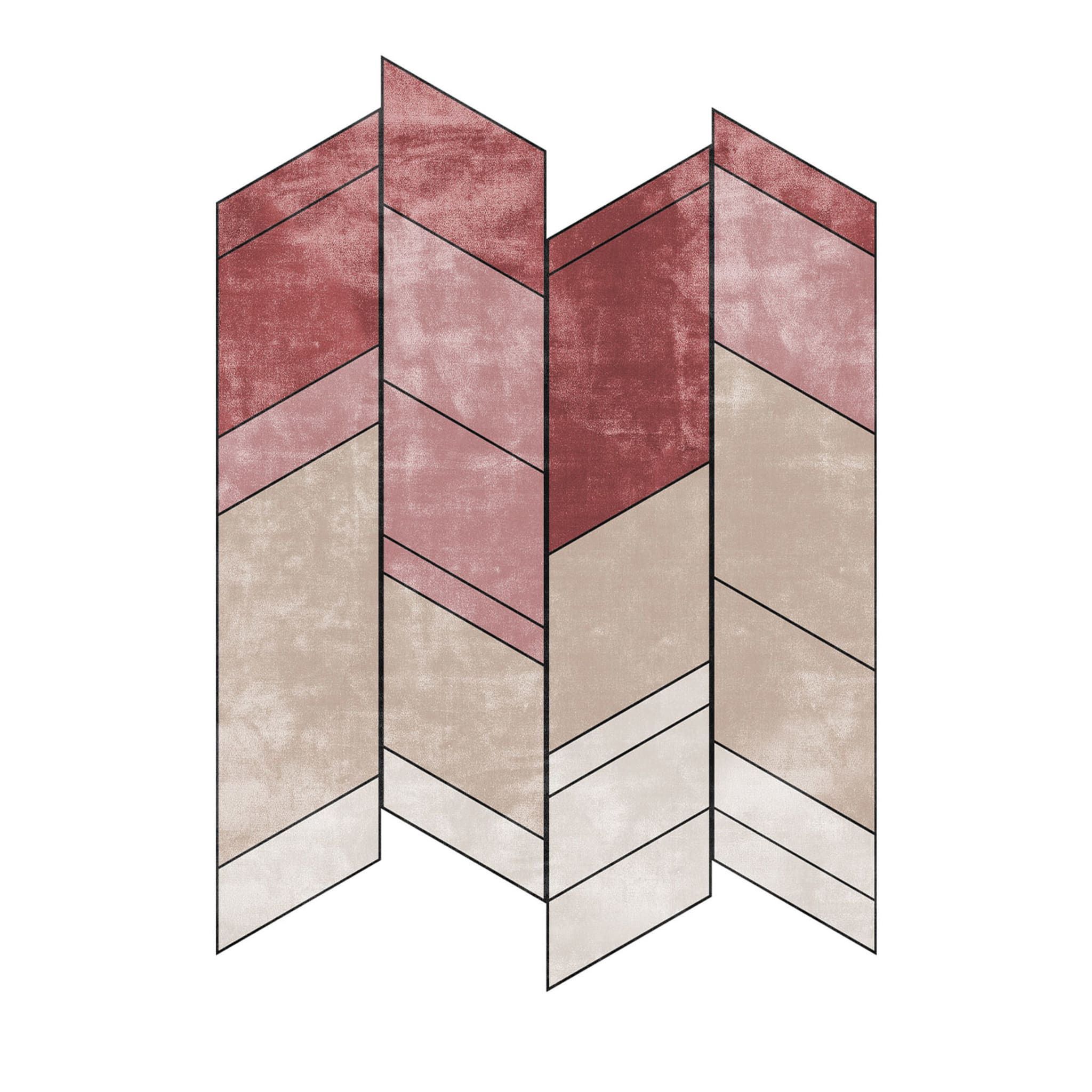 Tangram Pinkie Asymmetrischer Teppich in Rot und Beige von Dainelli Studio - Hauptansicht
