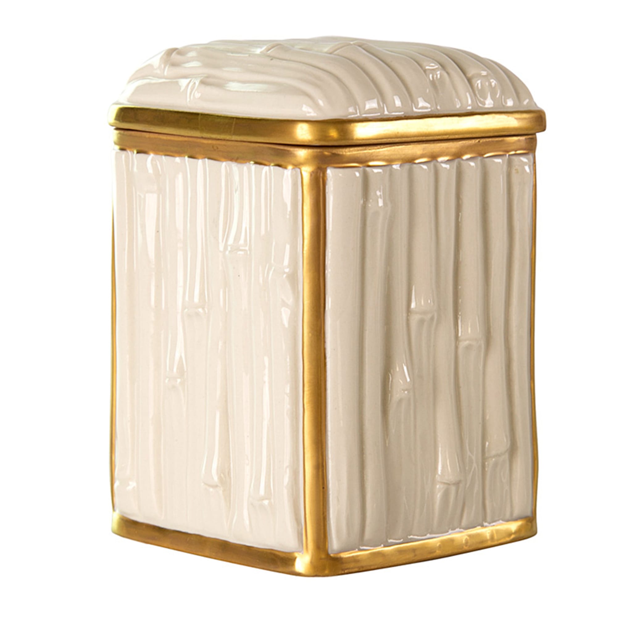 BAMBOO CANISTER - WHITE AND GOLD - Main view