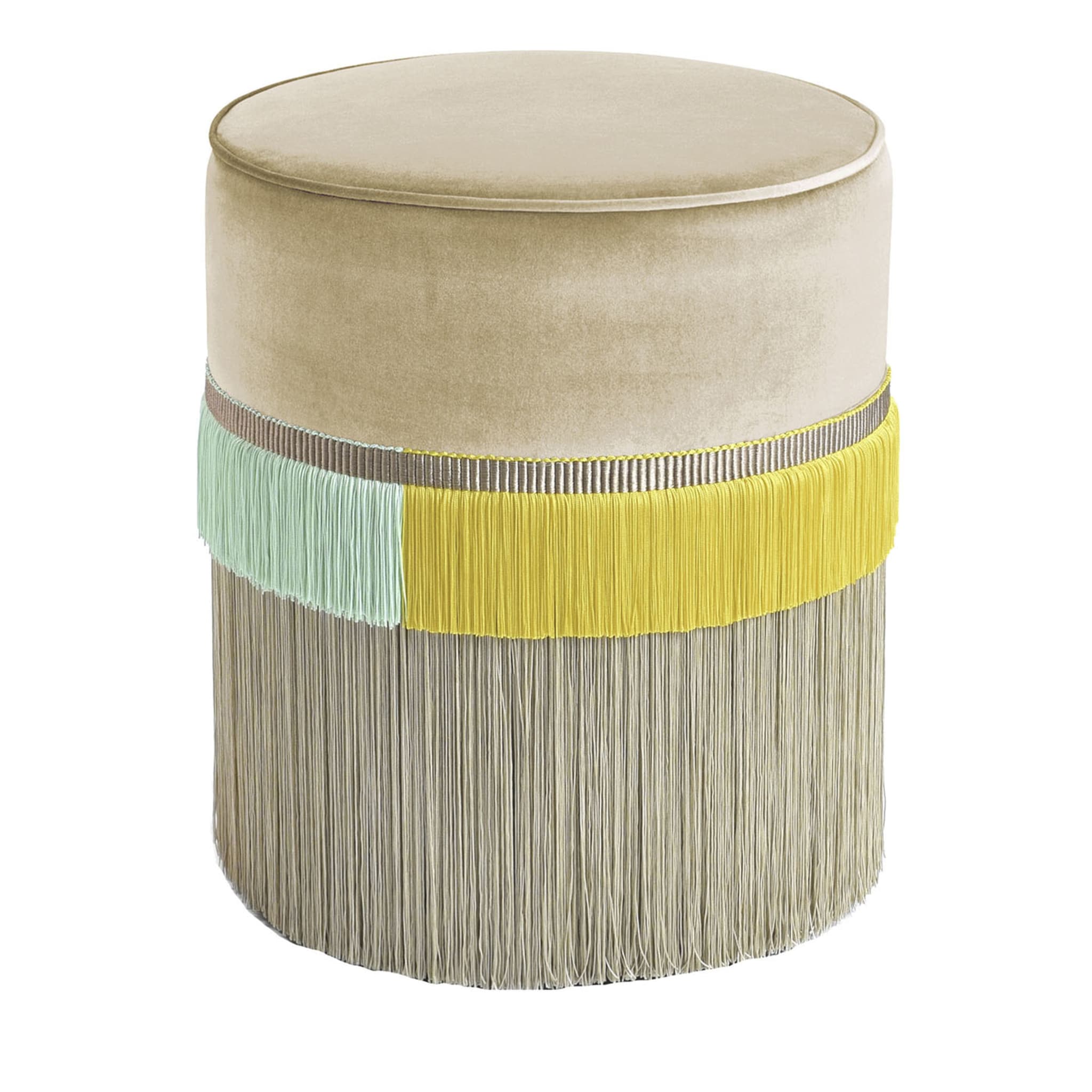 Couture Beige Pouf with Line Fringe - Main view