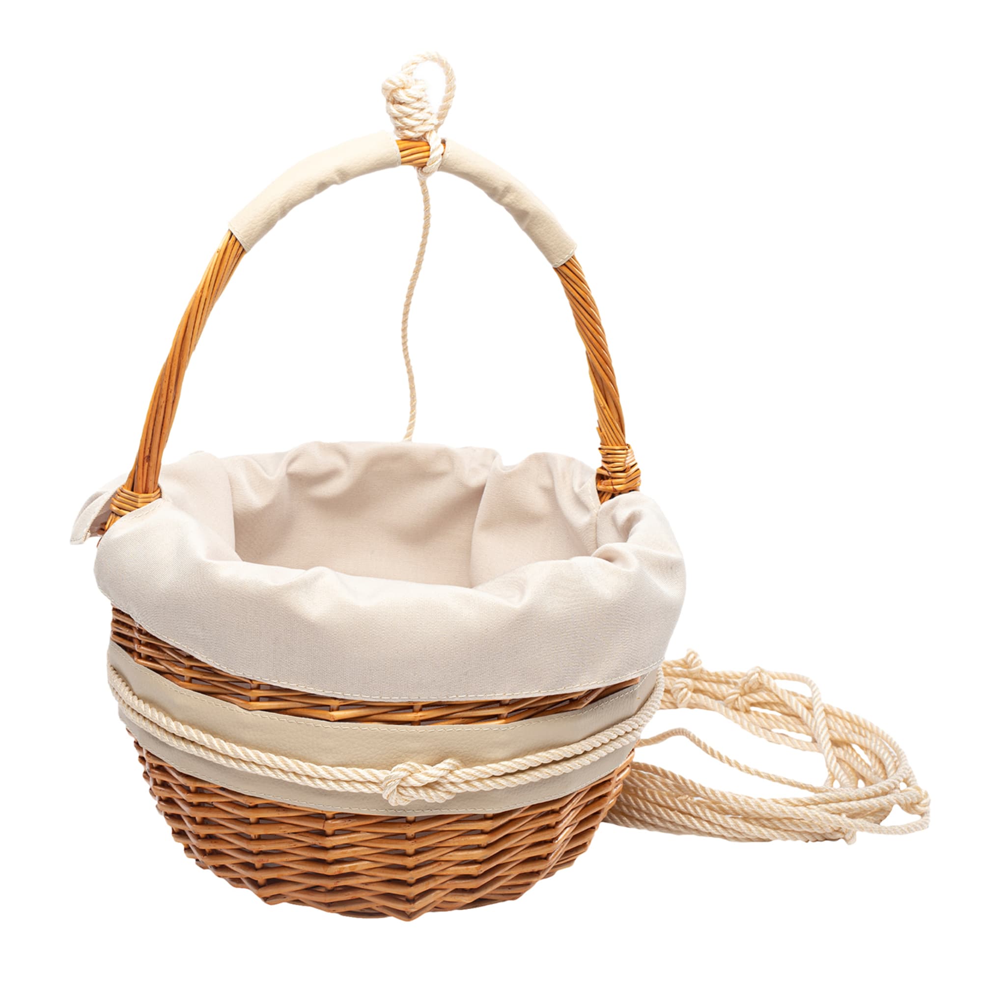 Elegante cesta de mimbre color crema de estilo napolitano - Vista principal