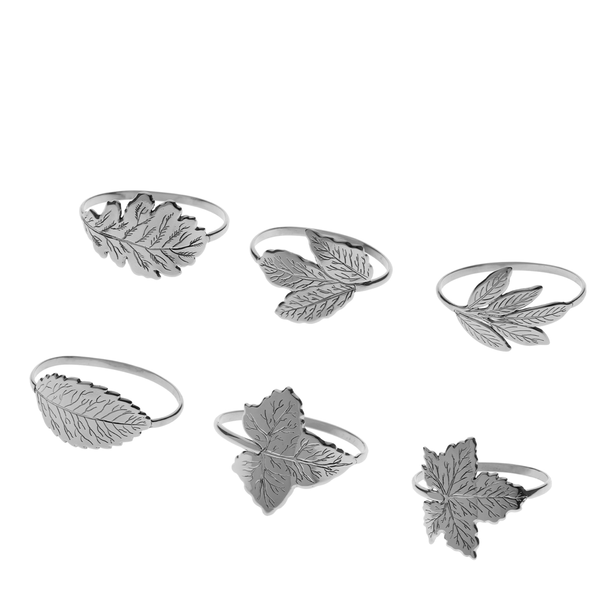 Set of 6 silver brass napkin rings - Main view