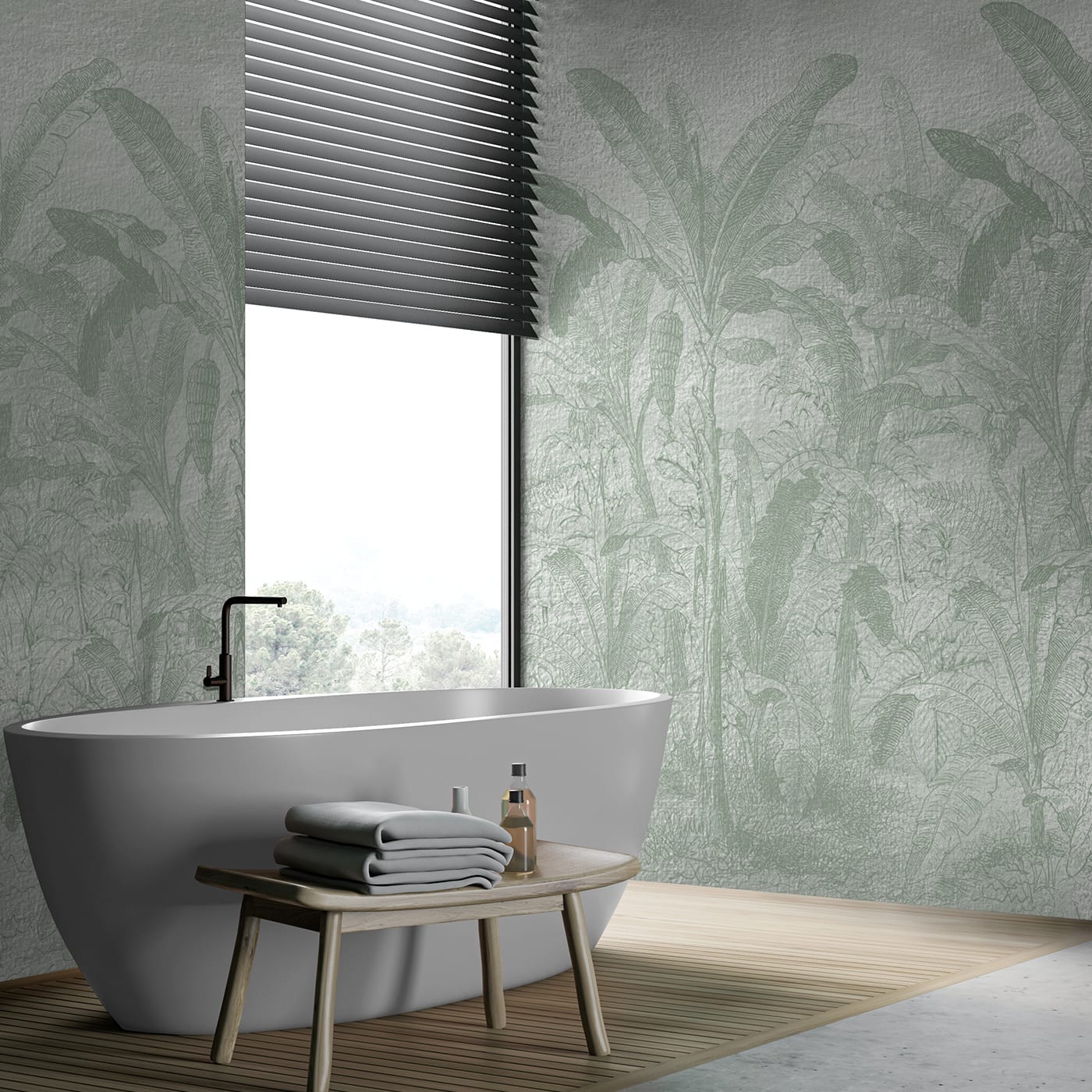 Green Tropical forest textured wallpaper - Affreschi & Affreschi