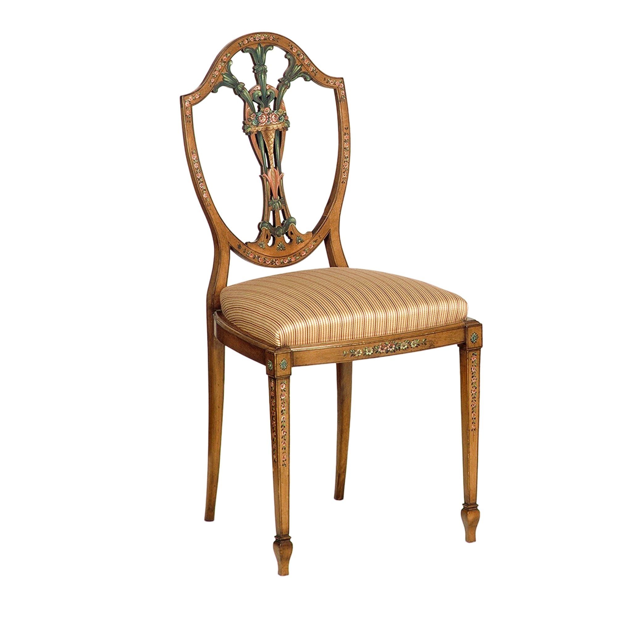 Chaise polychrome peinte à la main de style Hepplewhite - Vue principale
