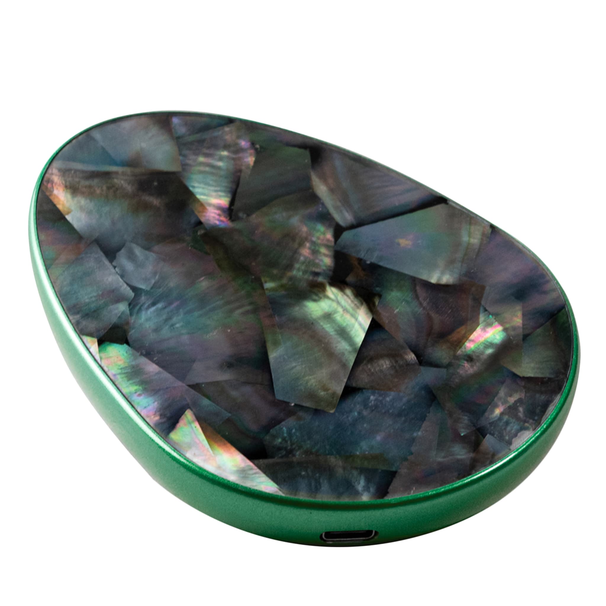 Cargador de sobremesa Enki Color Perla Oscuro y Verde - Vista principal