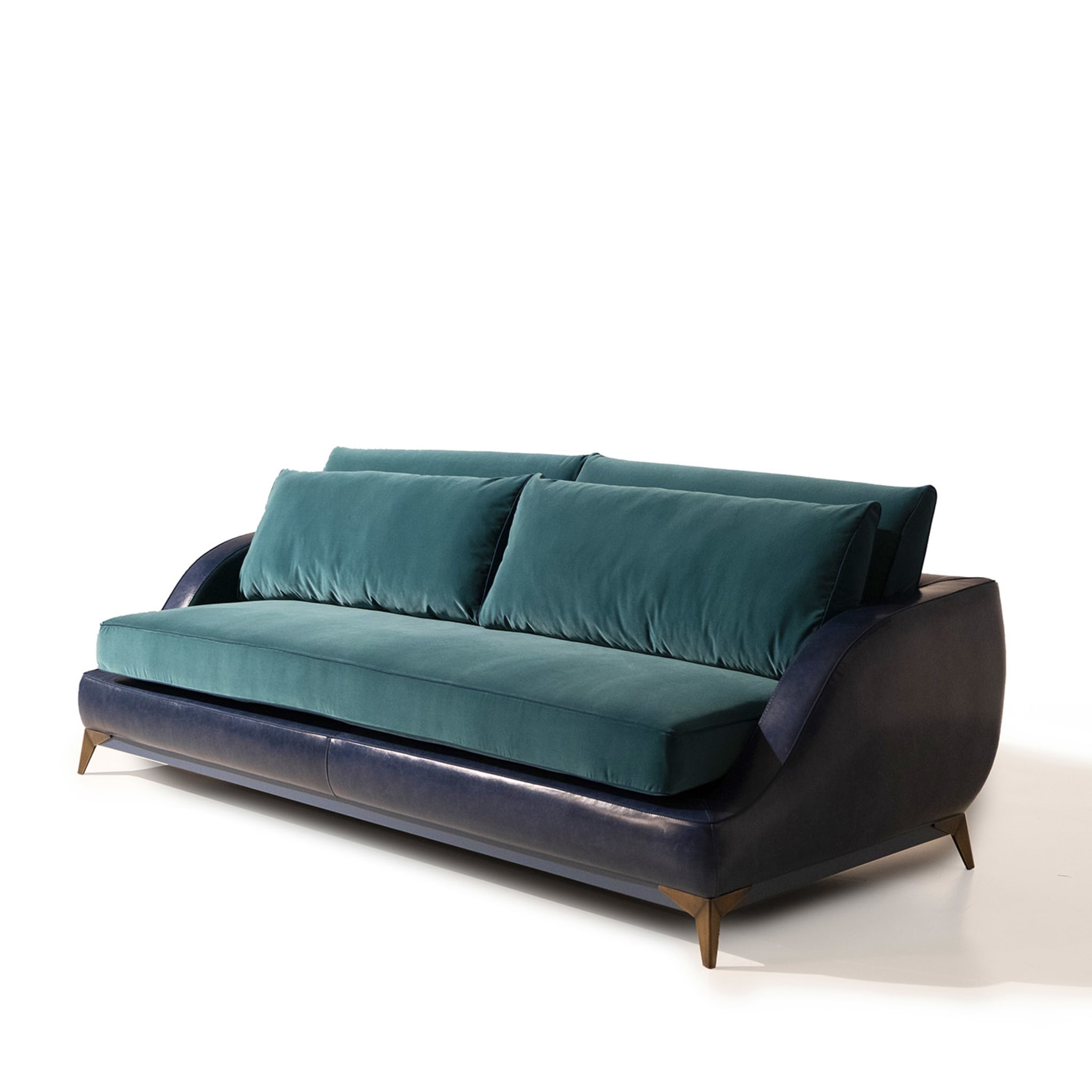 Couch-Sofa mit Leder- und Stoffkombination - Alternative Ansicht 1