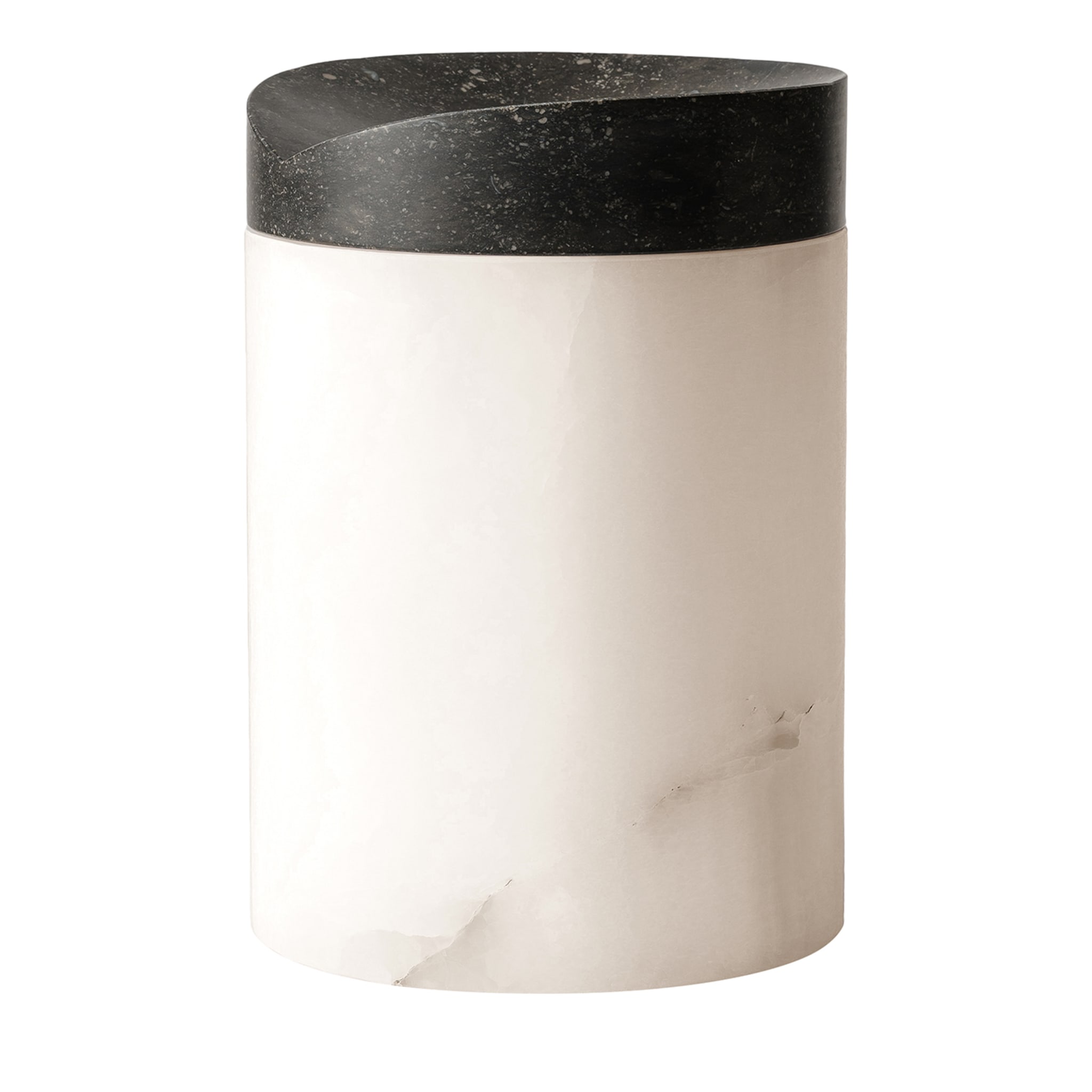 Hier und jetzt Vase aus schwarzem Marquina und weißem Onyx #3 - Hauptansicht