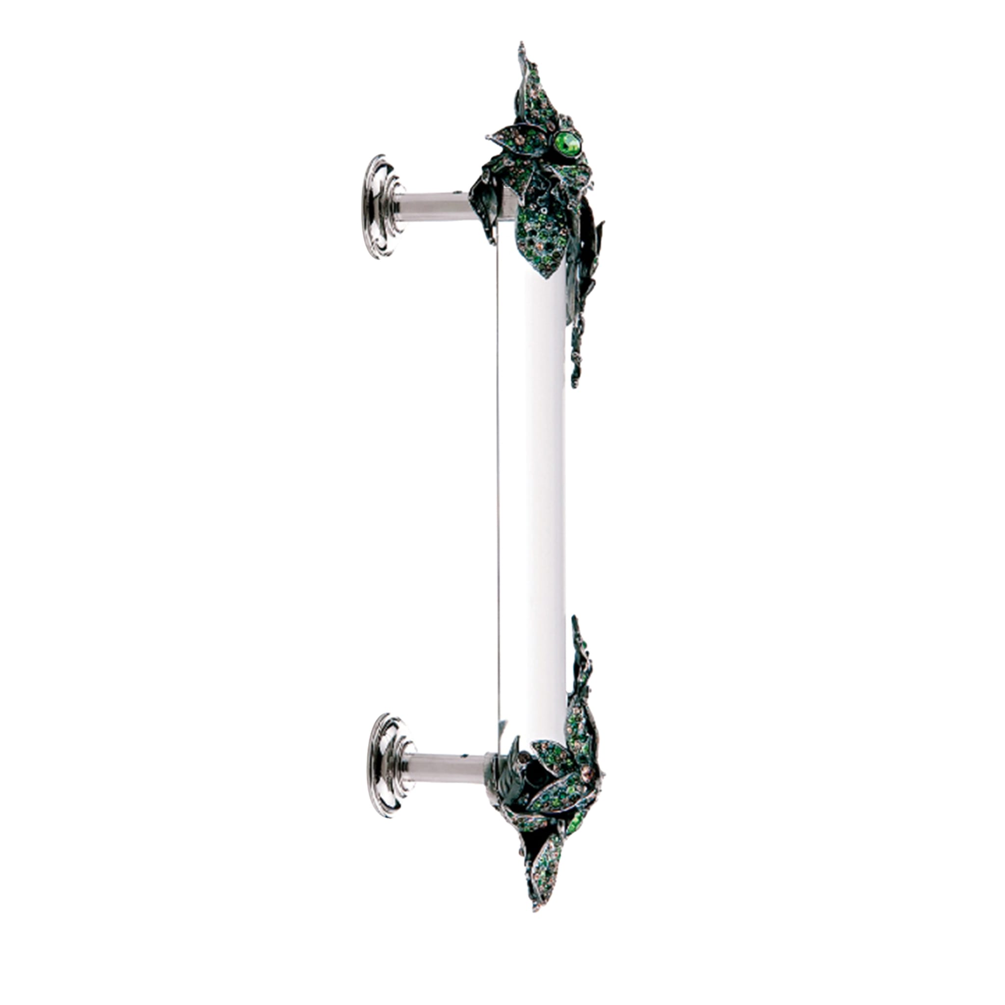 MC 10 Silvery D-Pull Handle with Green Rhinestones - Main view
